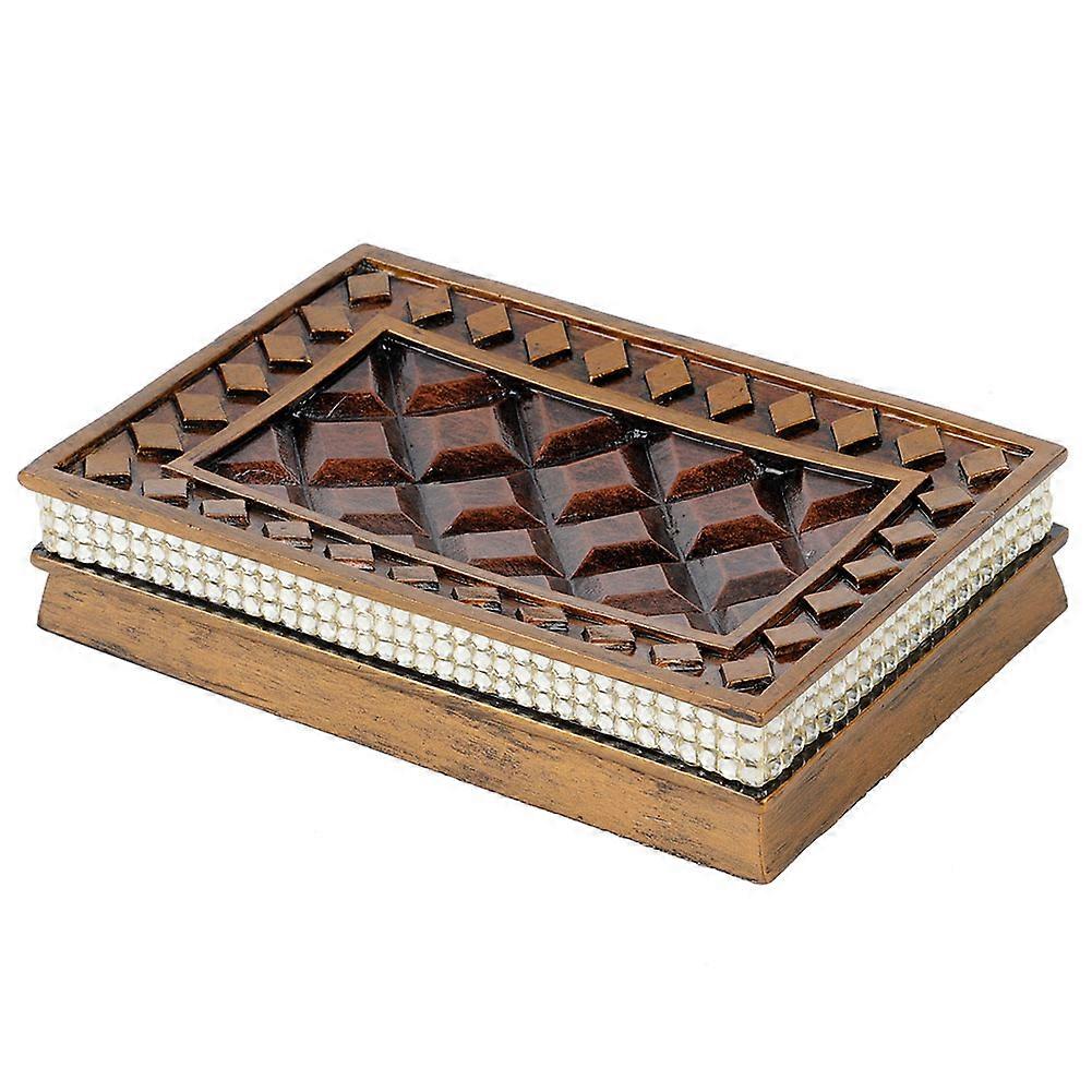 Handmade Design Wooden Memory Box, Beautiful Smooth Top With Rhinestone Decoration For Antique And Medieval Design, Elegant Resin Material Keeps Your