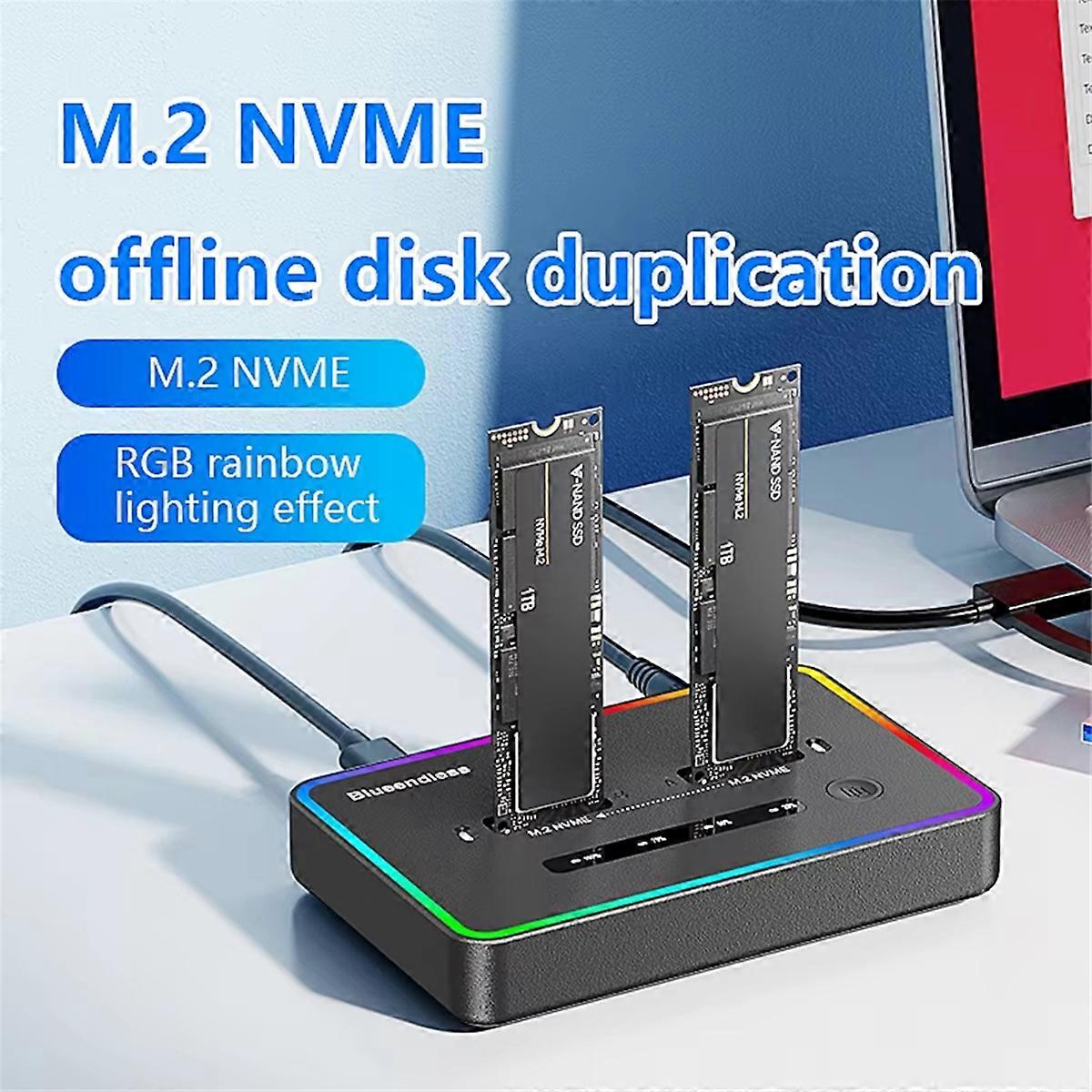 Docking station SSD M.2 NVME a doppia baia RGB USB C Tipo C Clonatore OFFline Duplicatore NVme PCIE Enclosure Spina UE