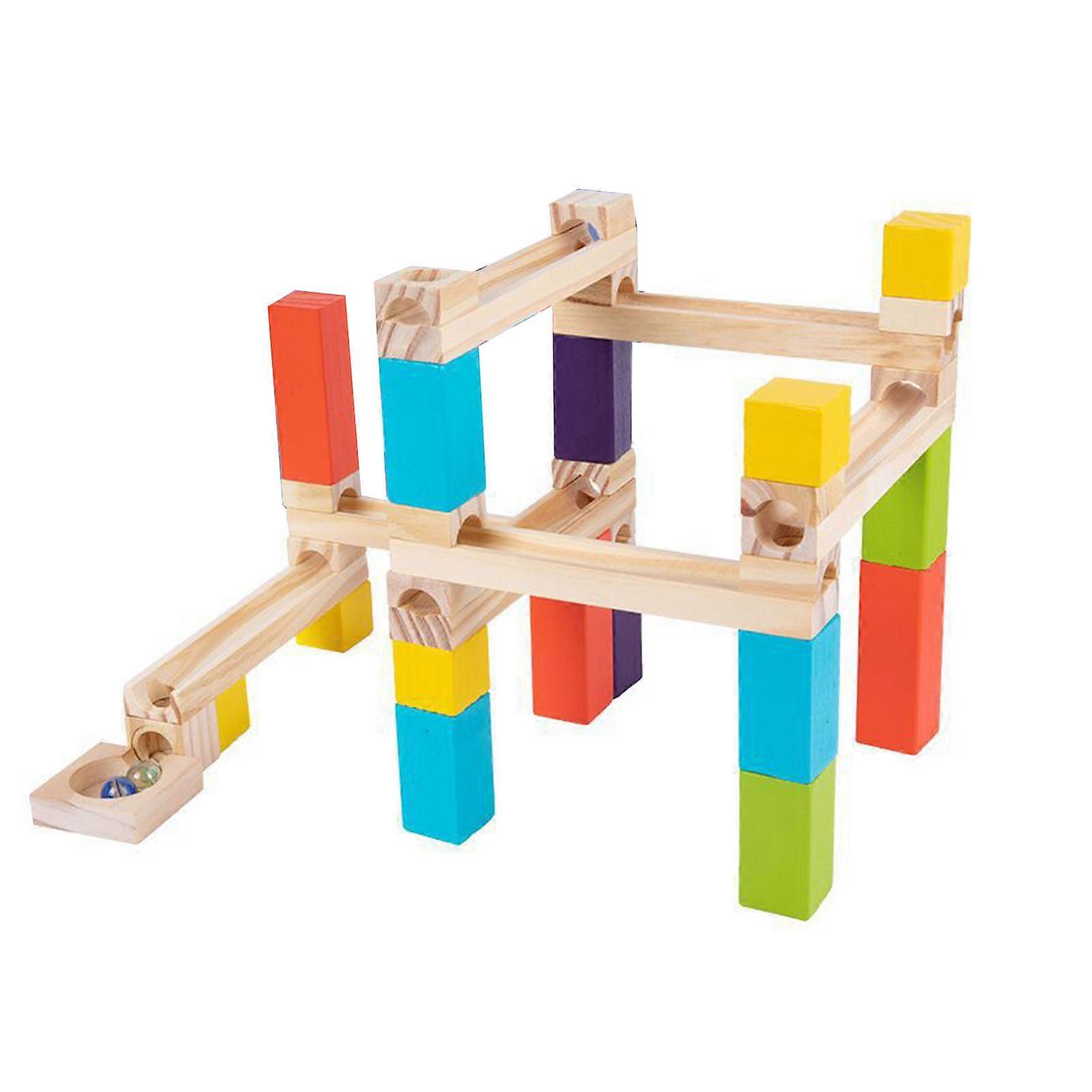 מסלולי מירוץ מעץ לבנים פעוטות מכונית צעצוע לגיל הרך צעצוע חינוכי סימולציה הרפתקאות מסלול רכבת DIY