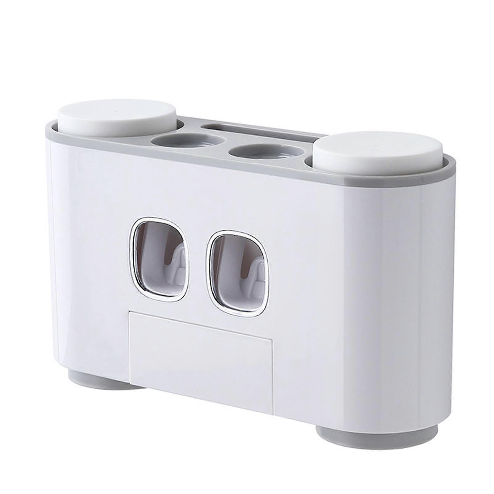 Wall Mount Toothbrush Holder Automatic Toothpaste Squeezer Mouthwash Cup Rack for Home Bathroom Shower Multipurpose  Gray