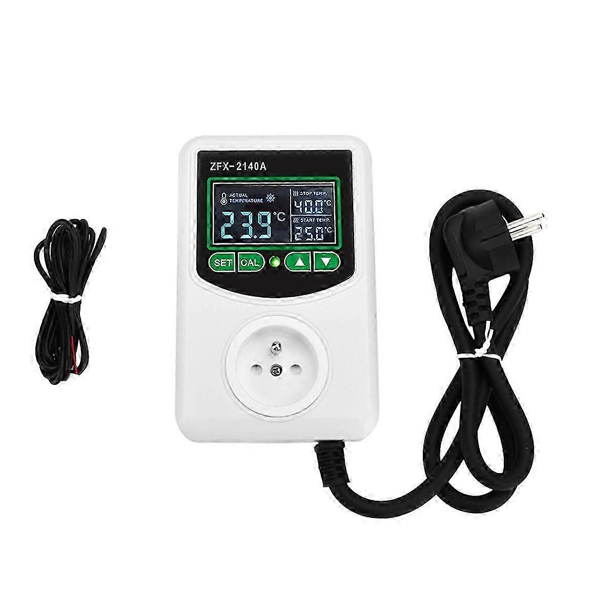 ZFX-2140A High-Power LCD Digital Display Temperature Controller Socket Thermostat Sensor Probe EU Plug
