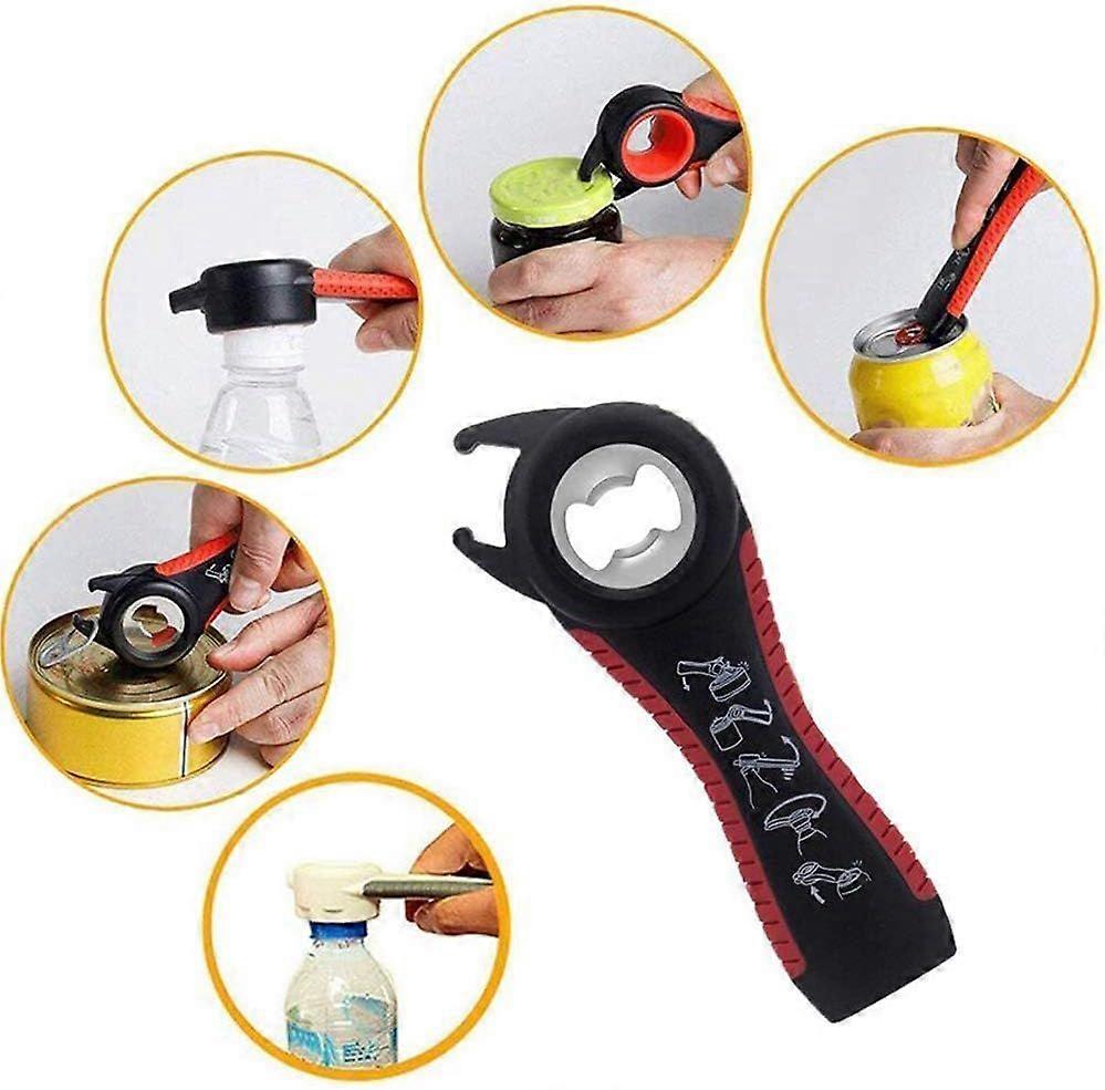 JUSCH Bottle Can and Jar Grip Opener , 5-in-1 Lid Seal Remover Lid Twist Off for Children, Weak Hand and Seniors with Arthritis-69swer