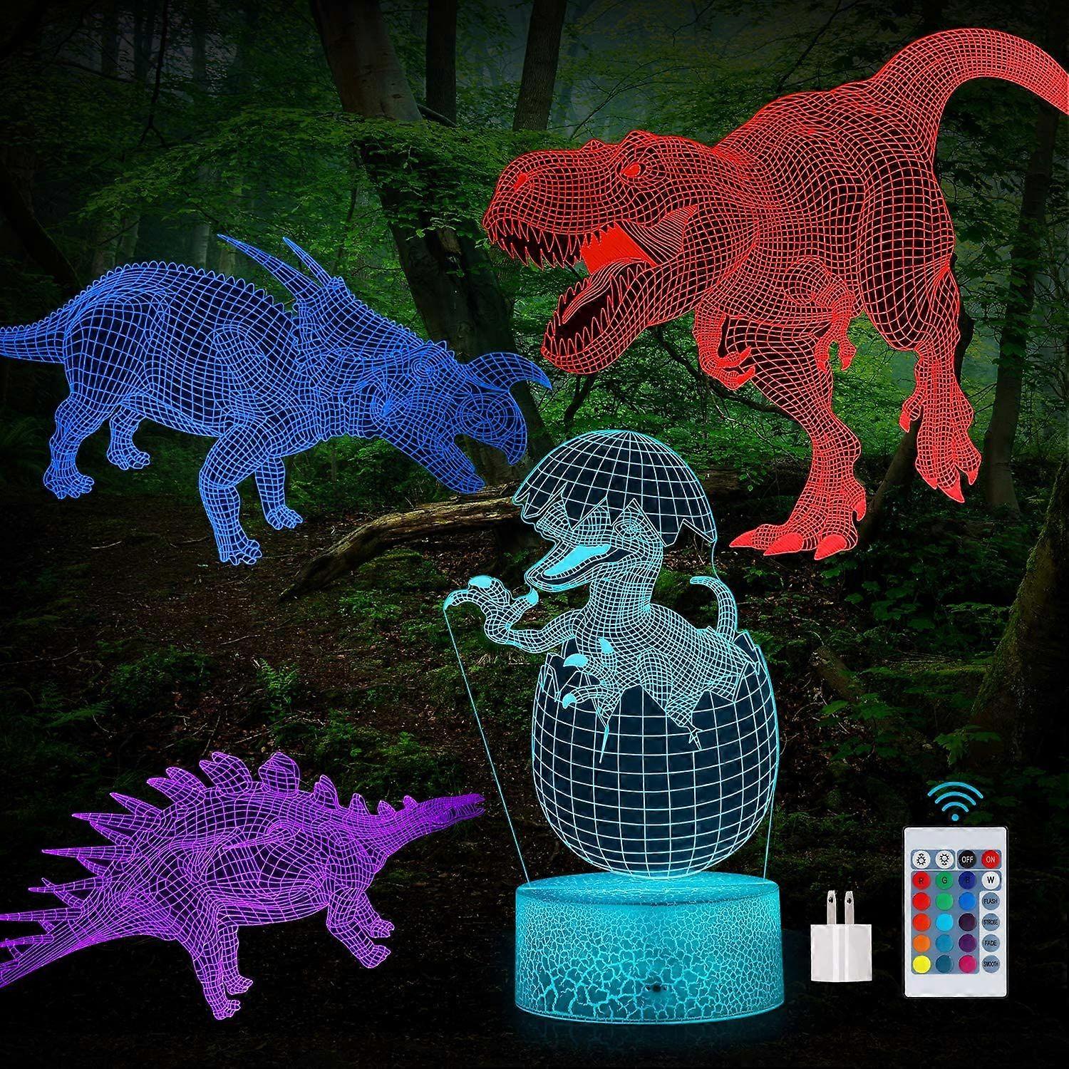 3D Dinosaur Night Light, 3D Illusion Lamp Nightlight 4-Patte