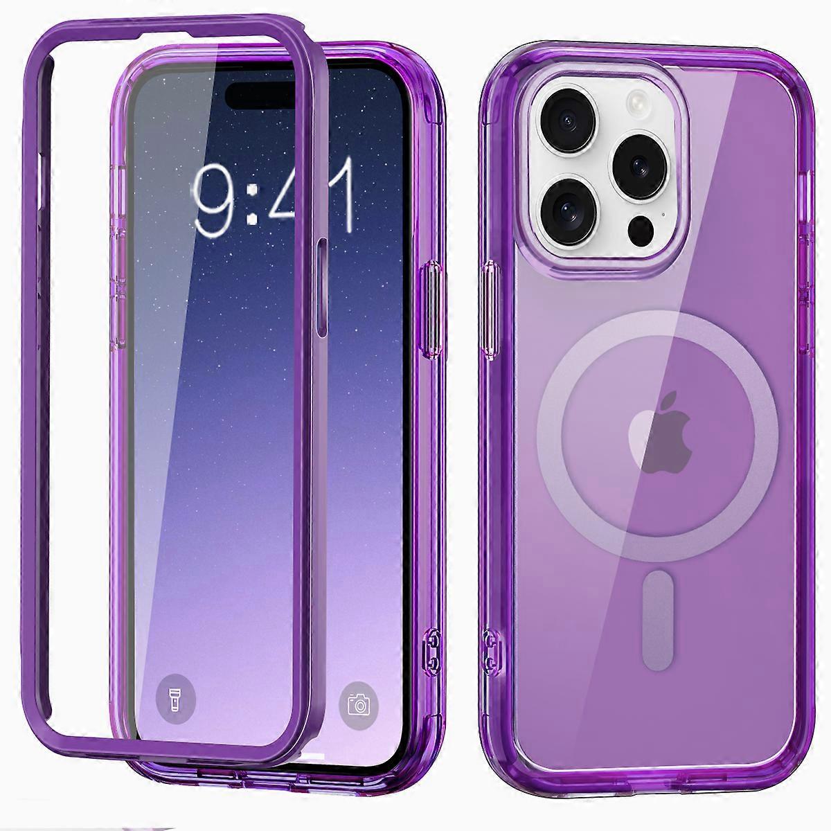 iPhone 15 Pro Case,Shockproof Phone Case,Scratch-Resistant Back Cover-Deep Purple