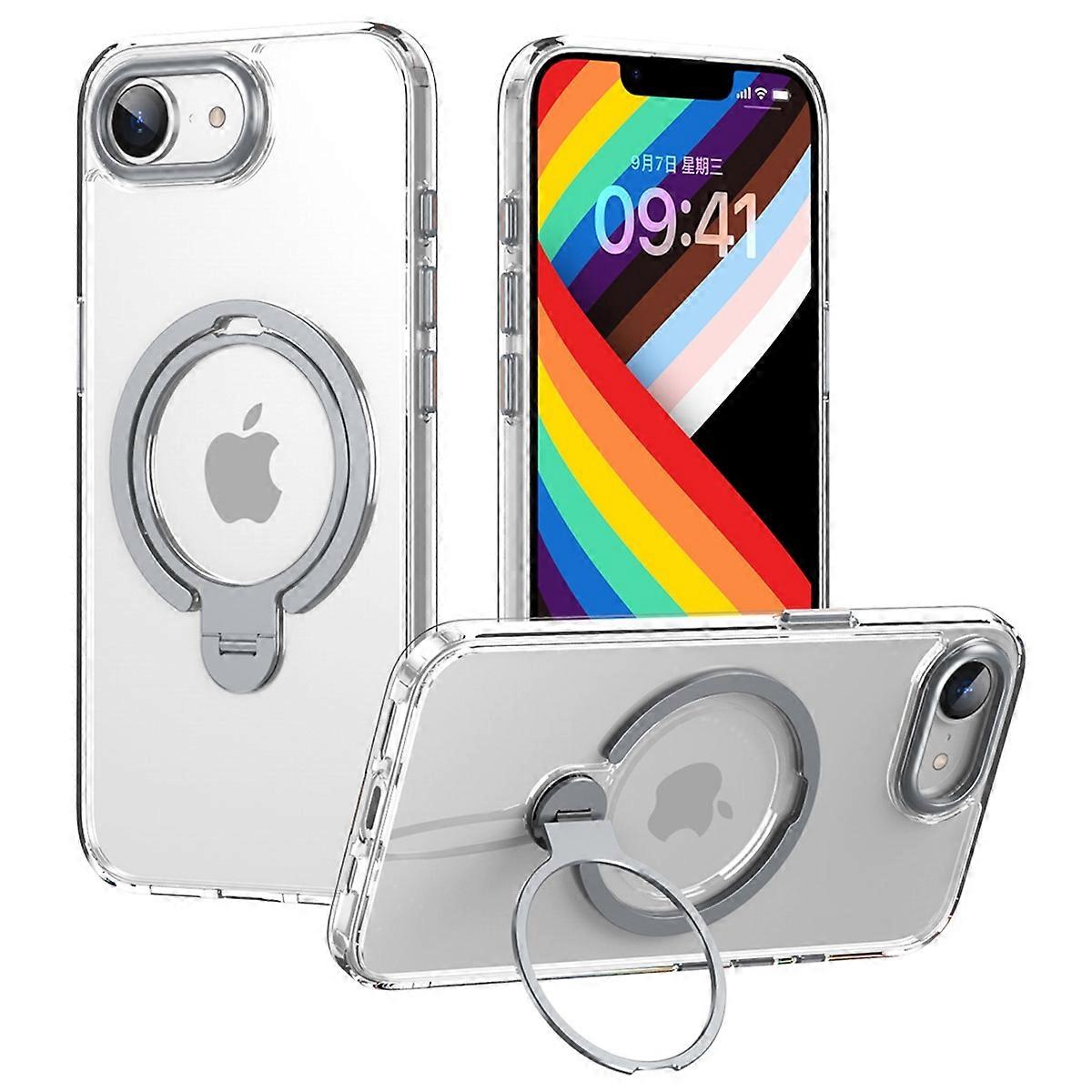 For iPhone 16e Phone Case Compatible with MagSafe Kickstand Matte Back Cover-Transparent