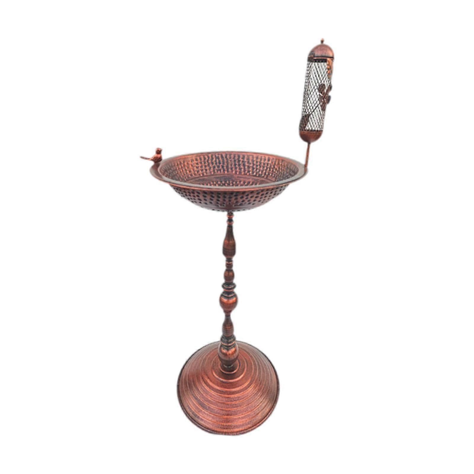 קערת אמבטיה ציפור מתכת חצר דשא מלאכת יד בחוץ עם פסל ציפור אמבט ציפורים ברונזה אדומה