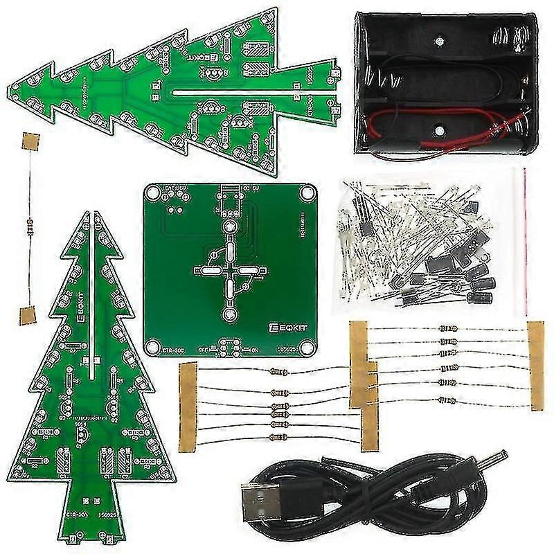 Diy 3d Led Flashing Christmas Tree Circuit Kits Glitter Electronic Learning Sets_ai