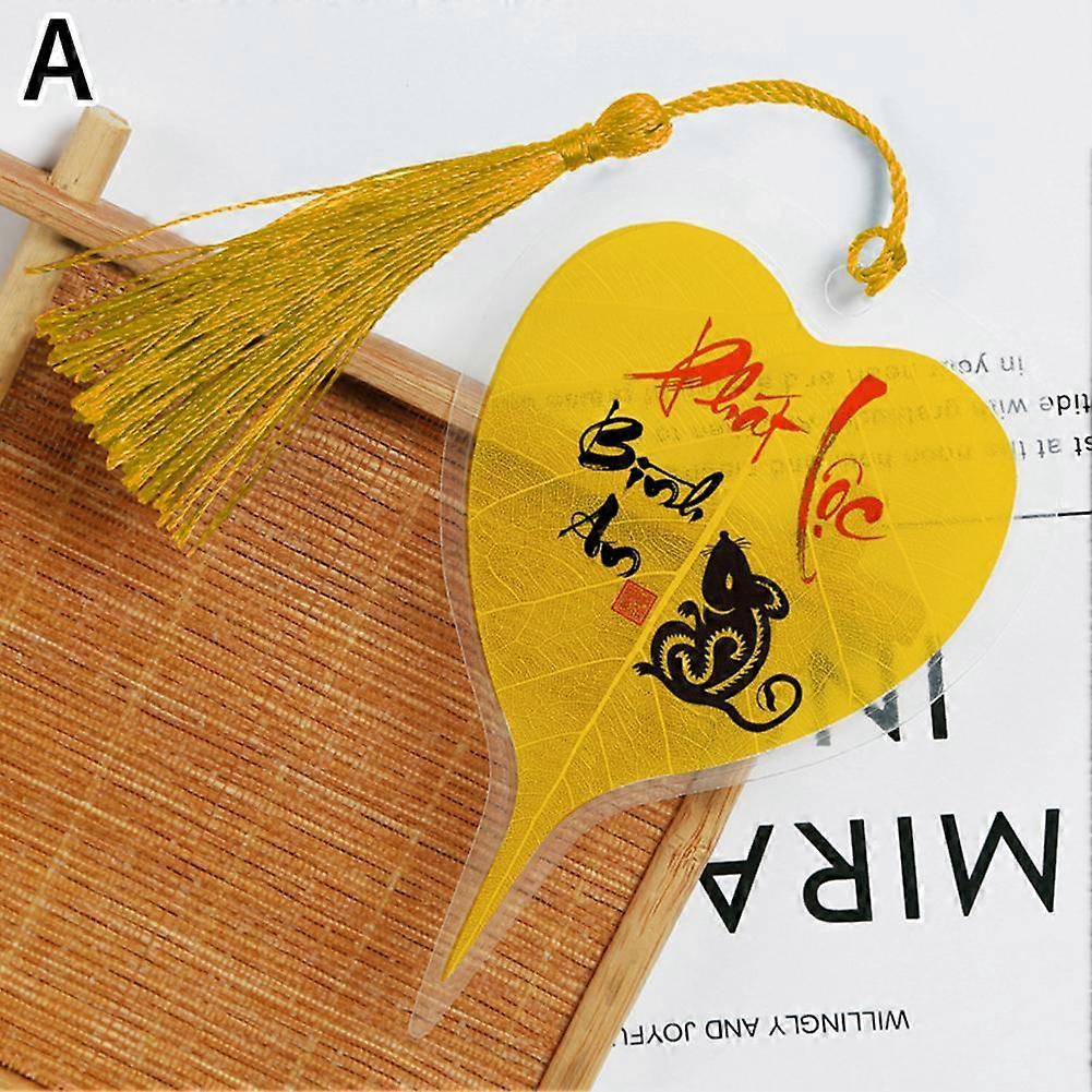 Handmade Chinese Style Leaf Vein Bookmark with Tassels Hollow Bodhi Leaf Gift