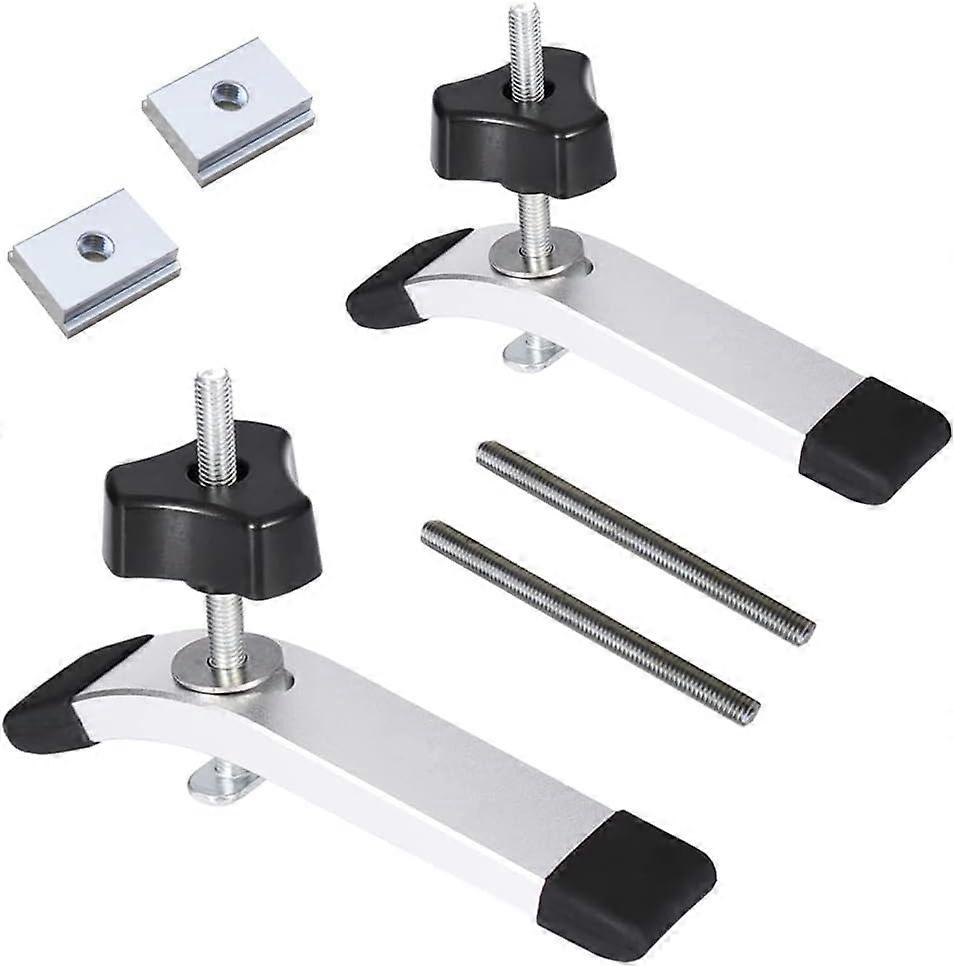 Set of 2 Rail - Aluminum T-Track Clamp T Track Metal Quick Action Hold Down Clamp Set, for T-Slot Woodworking Tool