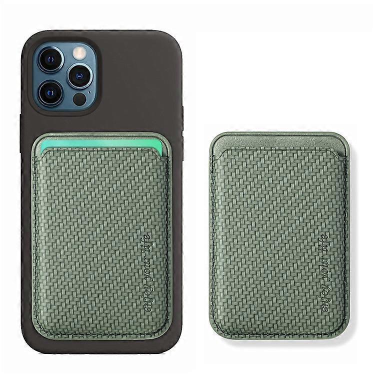 Carbon Fiber Texture Magnetic Absorption PU Leather Credit Card Slot Holder Compatible For iPhone 12/13 Series