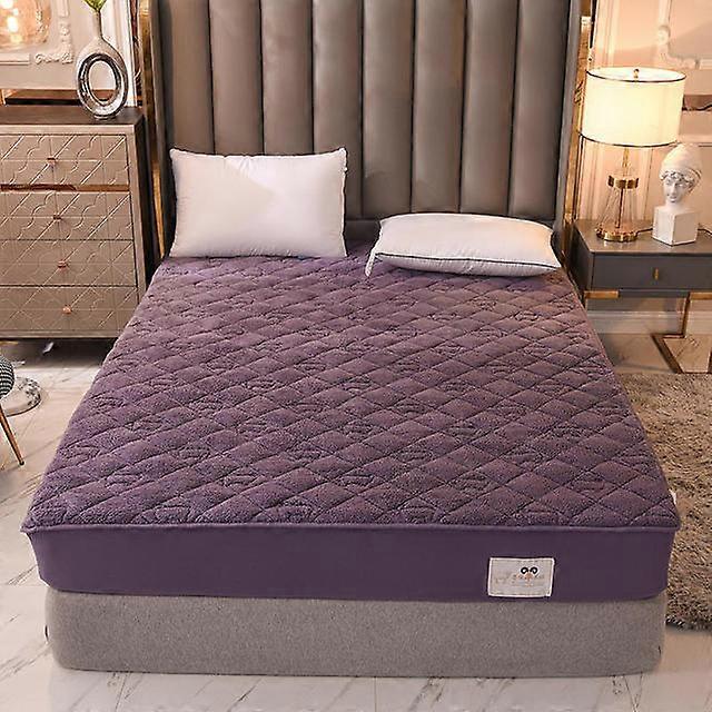 New Thicken Soft Lamb Wool Quilted Mattress Cover Quick Warm Plush Anti -Mite Bed Pad Protector Cover Customized Fitted Sheet