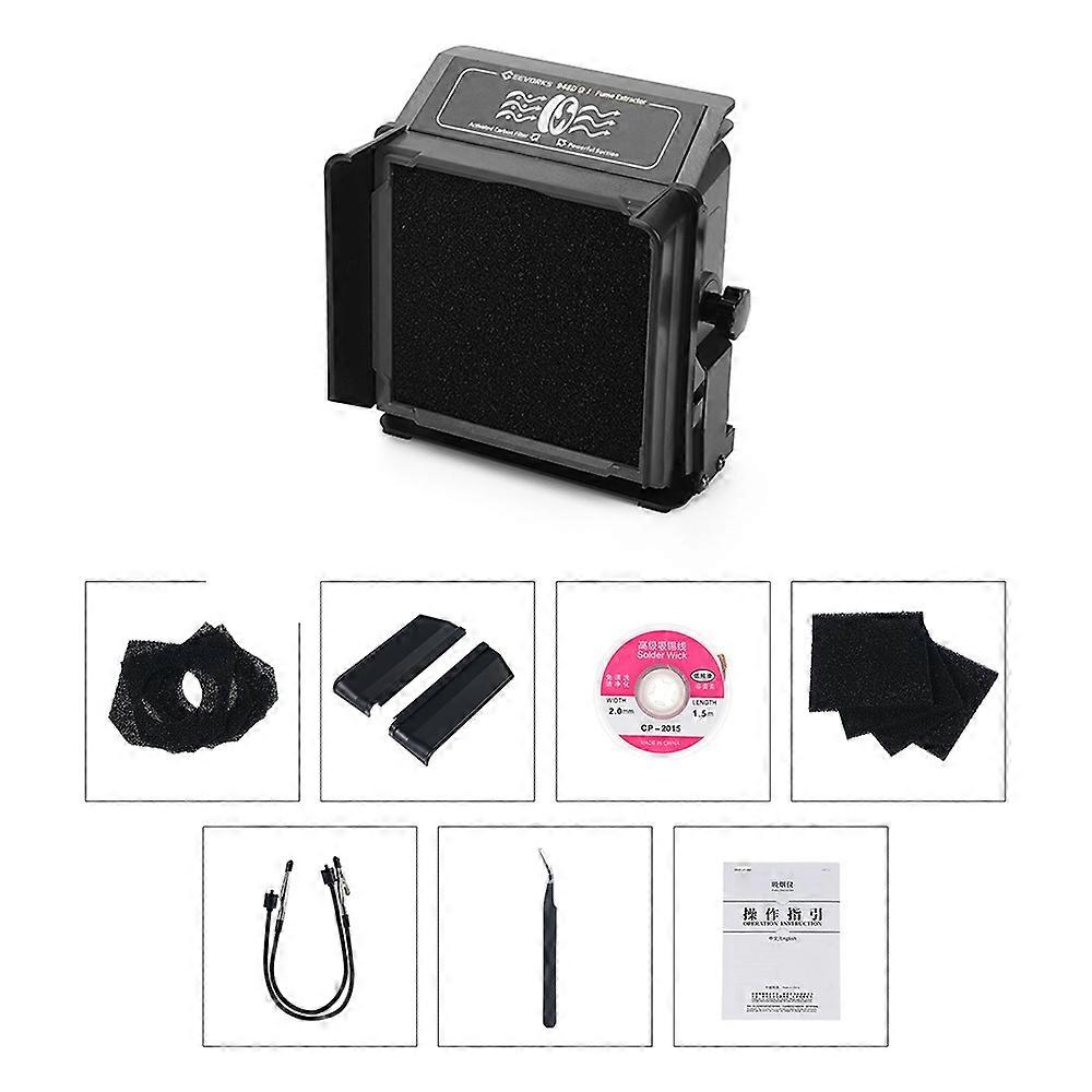 Fume Extractor Solder Smoke Absorber 5W Fume Remover with 8pcs Active Carbon Filter Sponge Double Fi