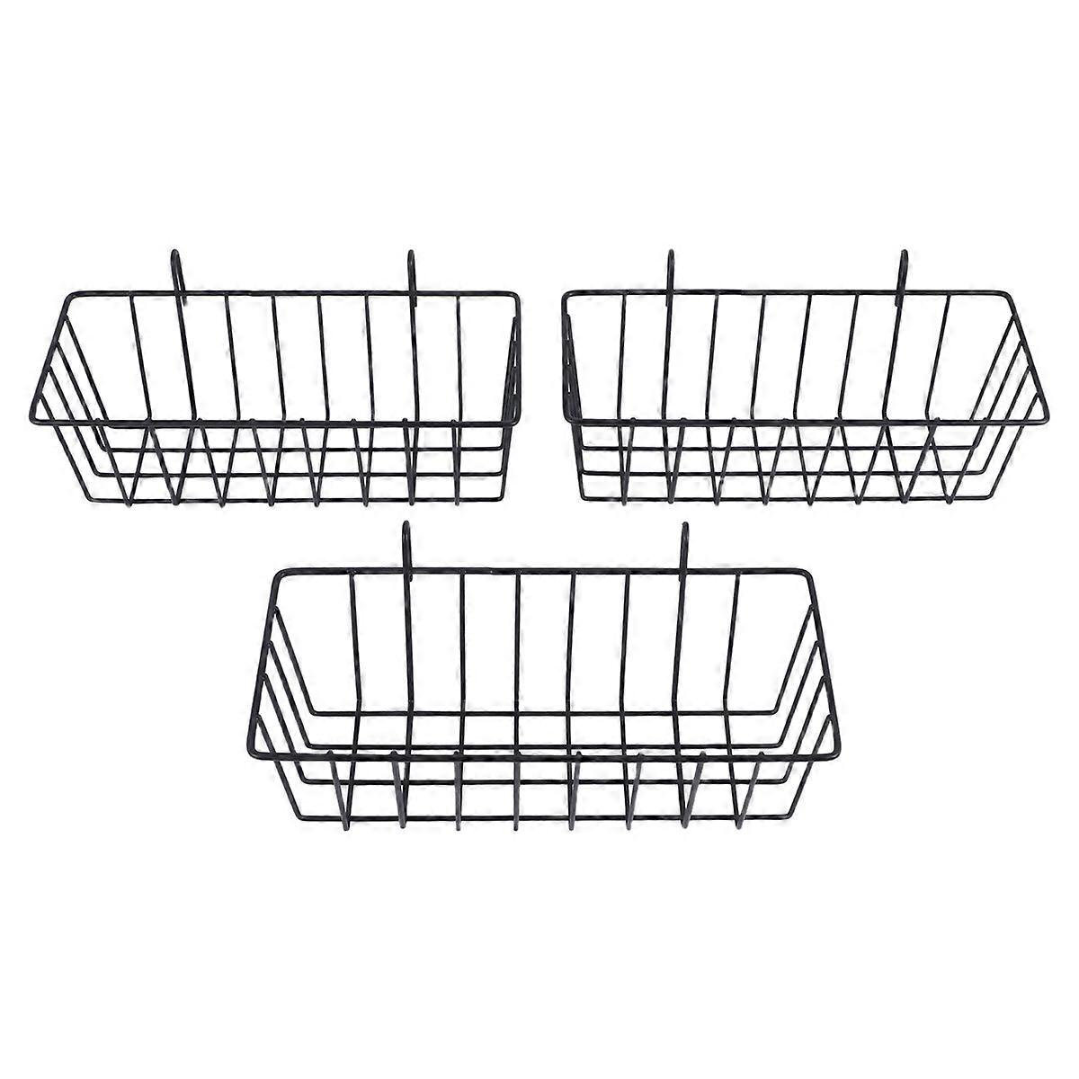 3 Pcs Wire Baskets,Wall Grid Panel Hanging Wire Basket,Wall Storage and Display Basket for Cabinet &