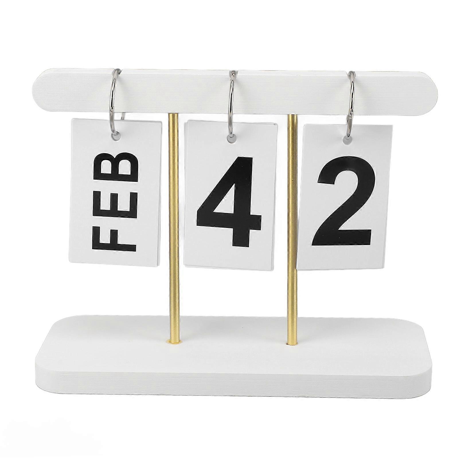 Vintage Perpetual Standing Flip Calendar Large Display Desk Decor Calendar for Home Office Foldable Reusable White