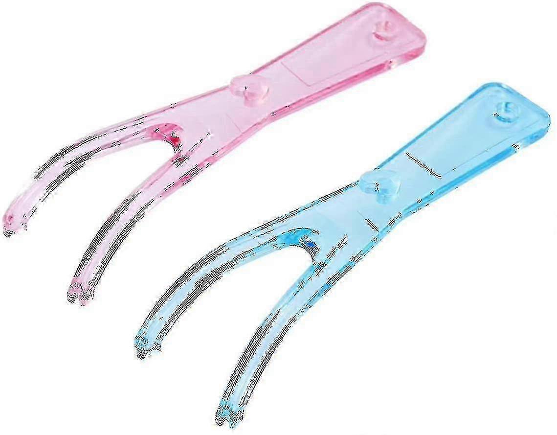 Herbruikbare flosdraadhouders, roze en blauw