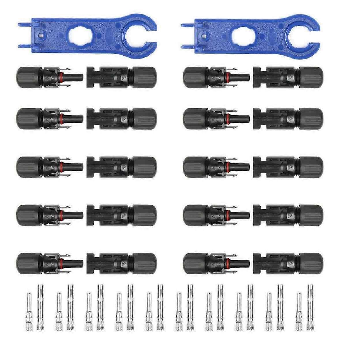 8 ηλιακοί συνδετήρες ζευγών, αρσενικοί/θηλυκοί αδιάβροχοι IP67, για MC4 1000V 30A, συνδετήρες καλωδίων ηλιακών πλαισίων με 2 κλειδιά