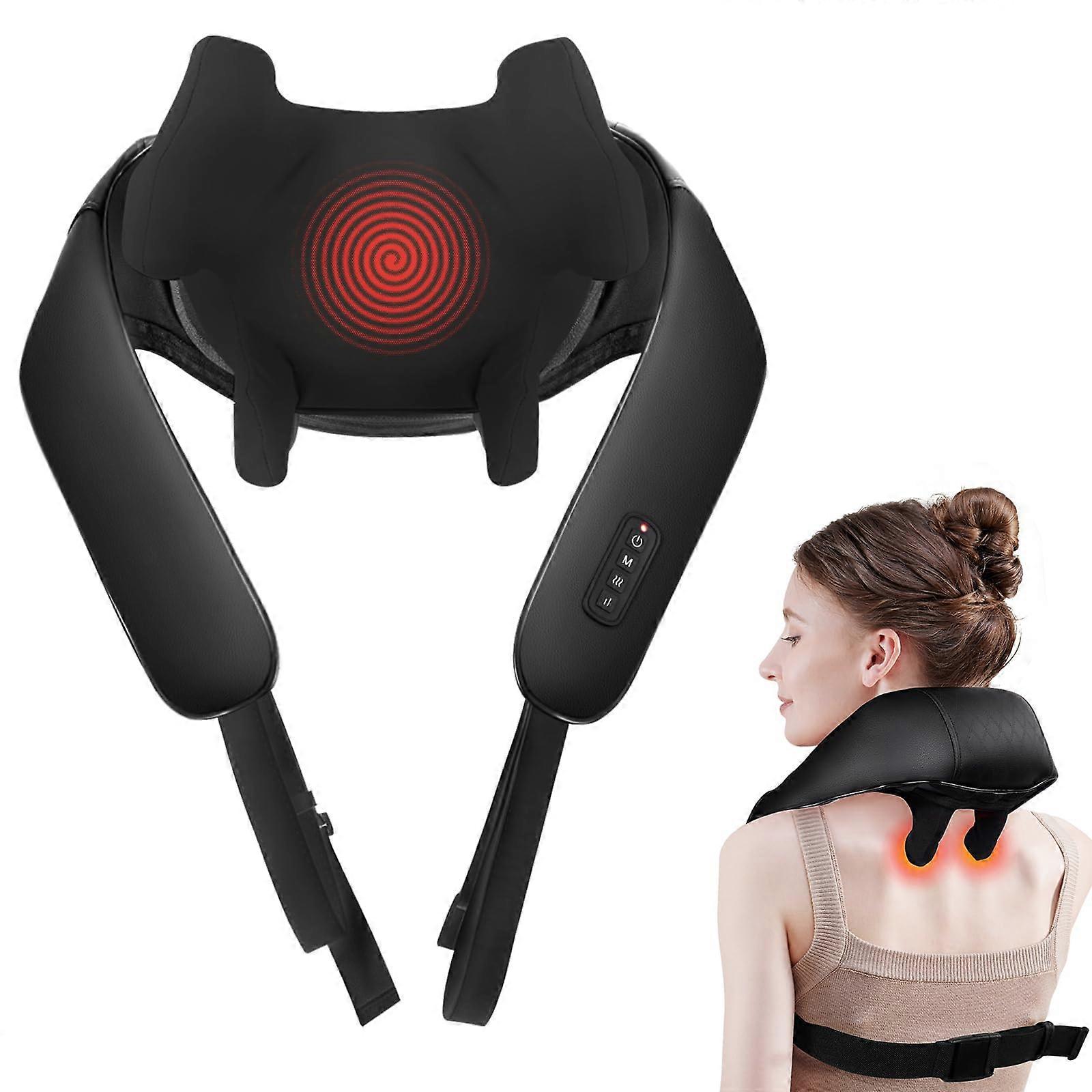 Cordless Heat Shiatsu Deep Tissue Rechargeable 6D Kneading Neck Massager for Neck Back Leg Shoulder