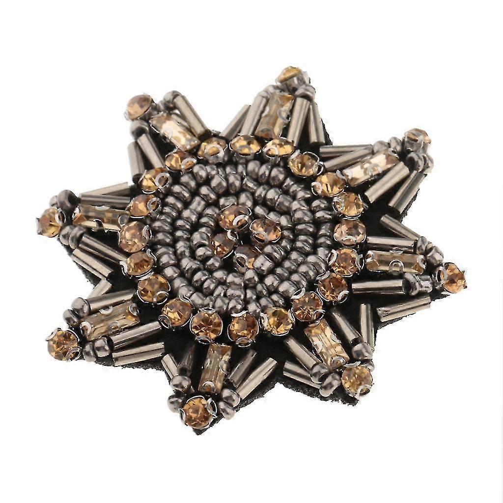 Eight Pointed Star Beads Rhinestone Applique Patch Sewing Embellishment