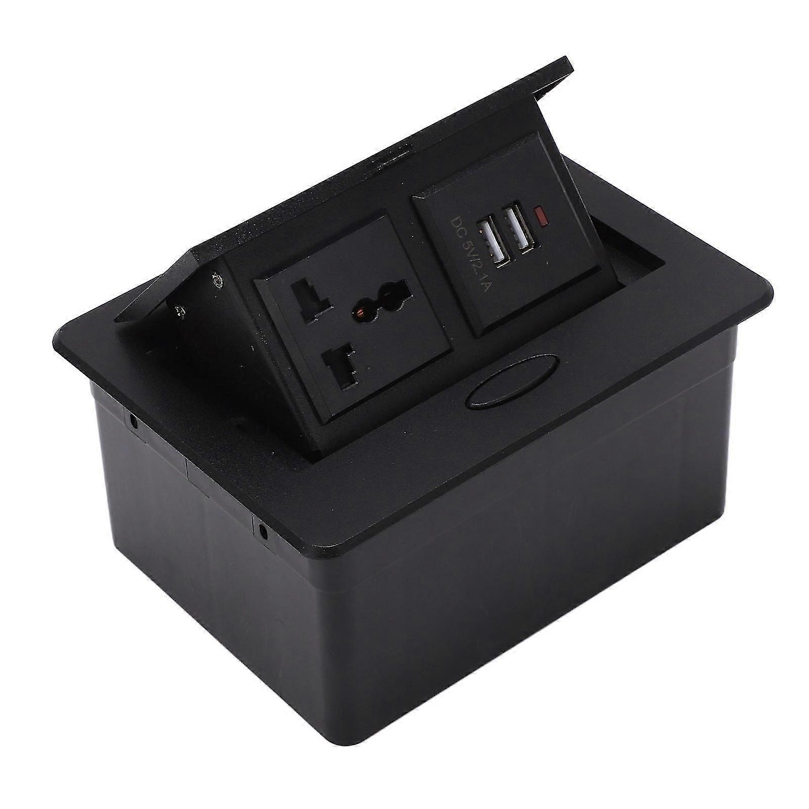 Concealed Table Outlet Power Strip 2 USB Ports Universal Bounce Desktop Socket 250V for Office School
