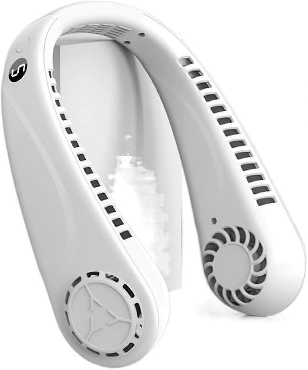 Portable Neck Fan USB Rechargeable Silent Personal Fan with Five Speed Digital Display White BP240515002