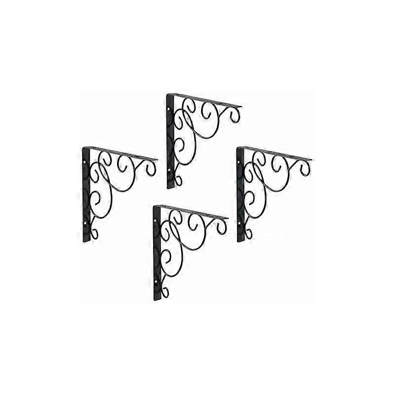 Set of 4 Metal Wall Shelf Brackets, Triangular Iron Design