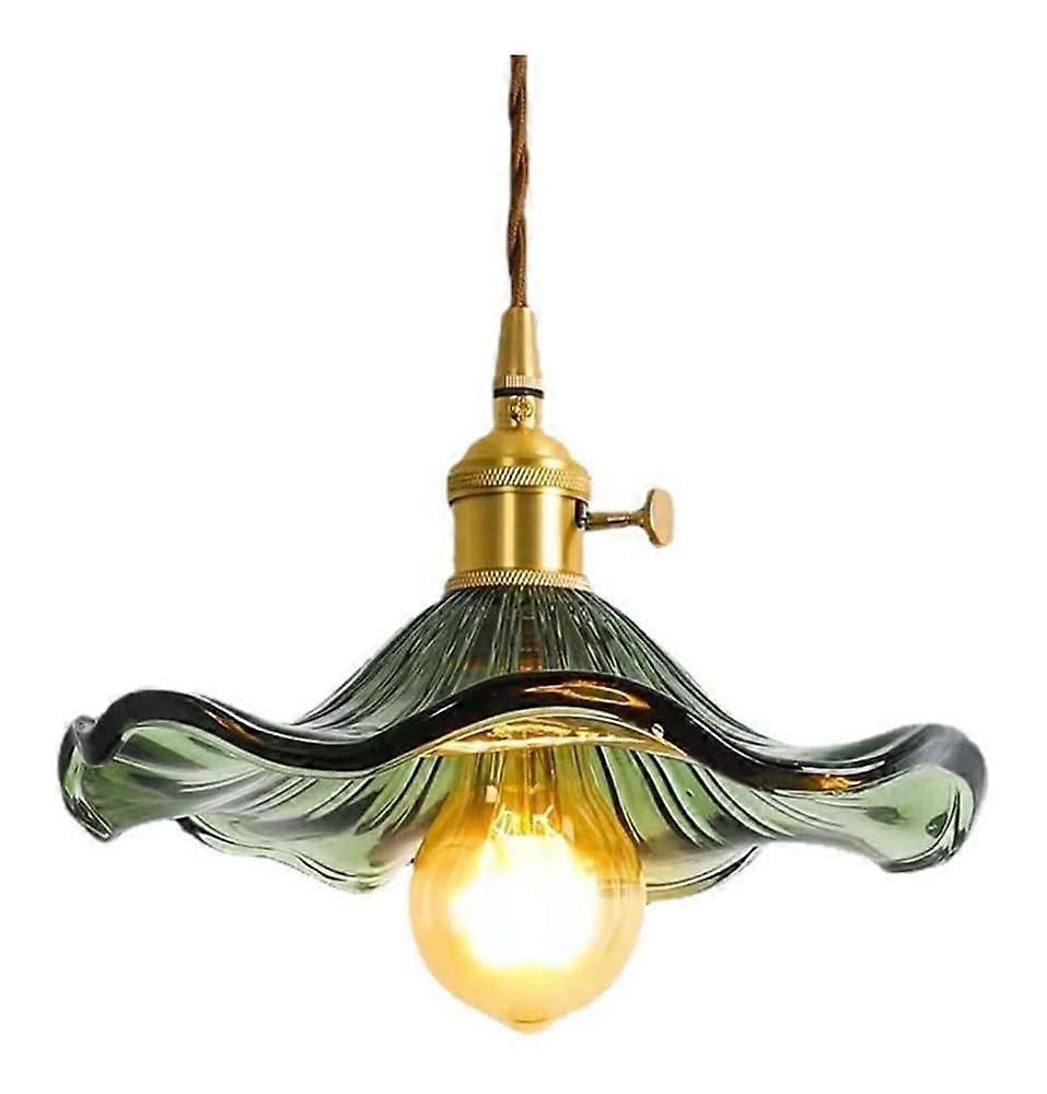 Creative Lotus Leaf Pendant Light SE26 Nordic Stripe Glass Suspension Lamp with Height Adjustment