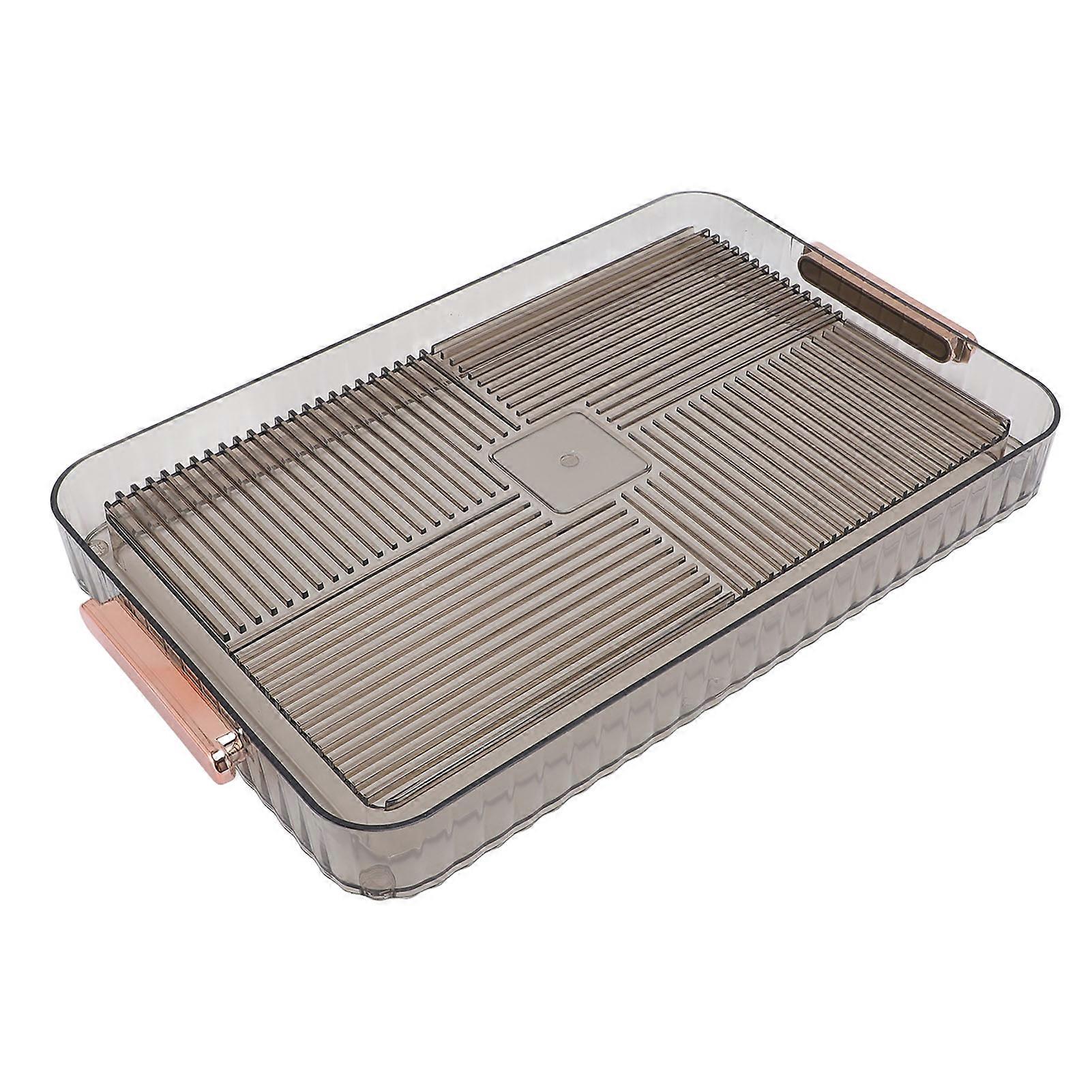 Large Capacity Transparent Plastic Drainage Tea Tray with Handles
