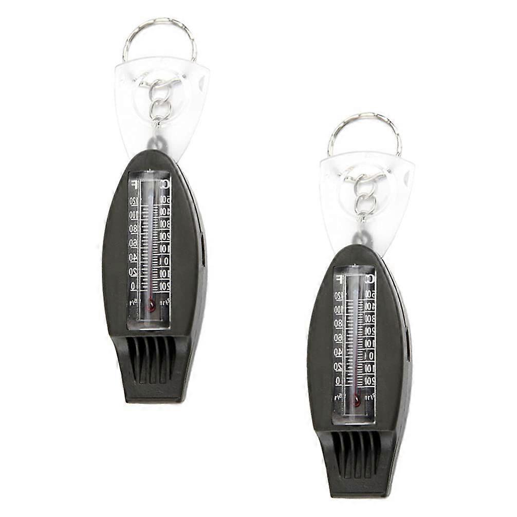 Function Whistle Outdoor Emergency Safety Whistle Lightweight ABS Survival Whistles With Compass Magnifier Grey 2Pcs