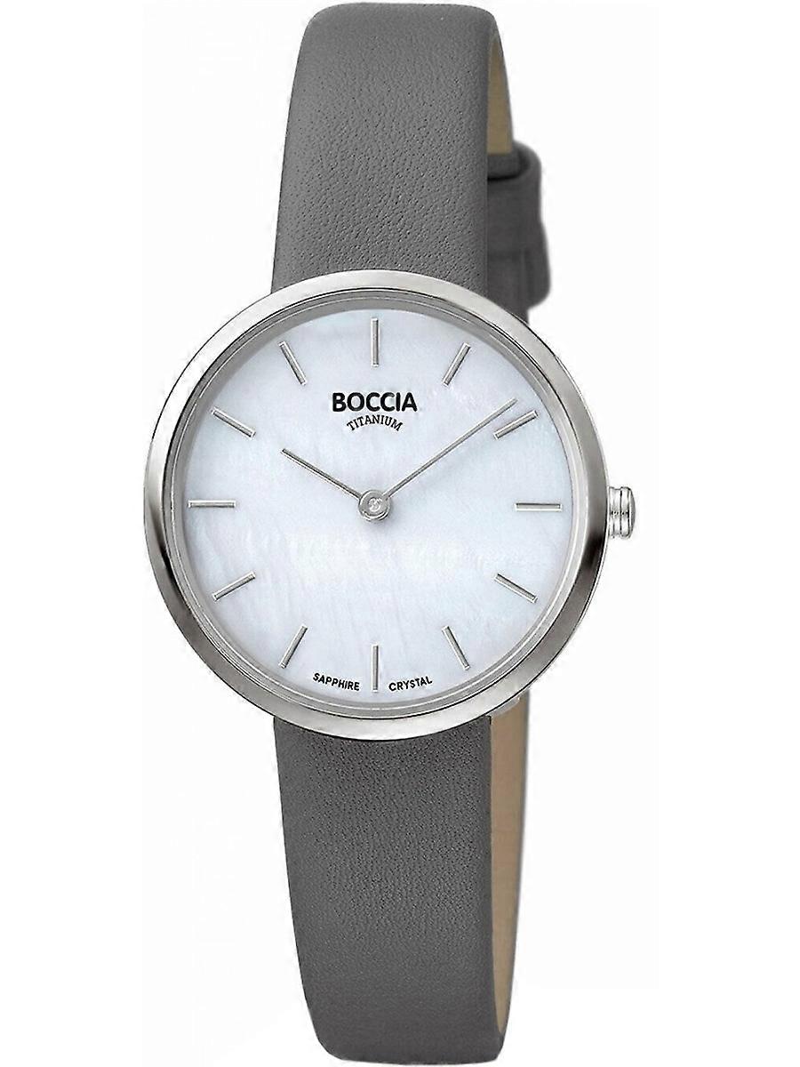 Boccia Grijs Echt Leer Titanium 3279-07 Dameshorloge
