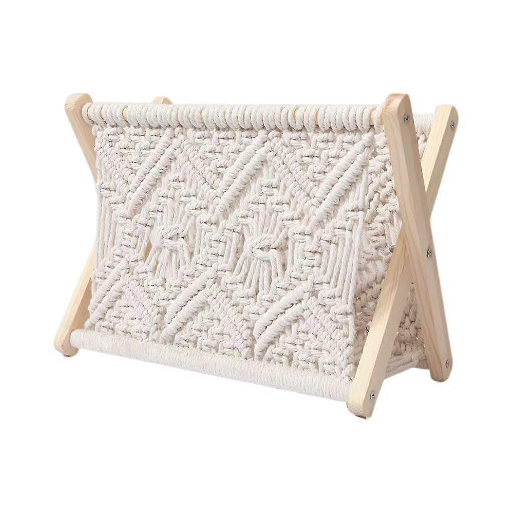 Cotton Rope Storage Basket, Woven Desktop Magazine Rack, Foldable