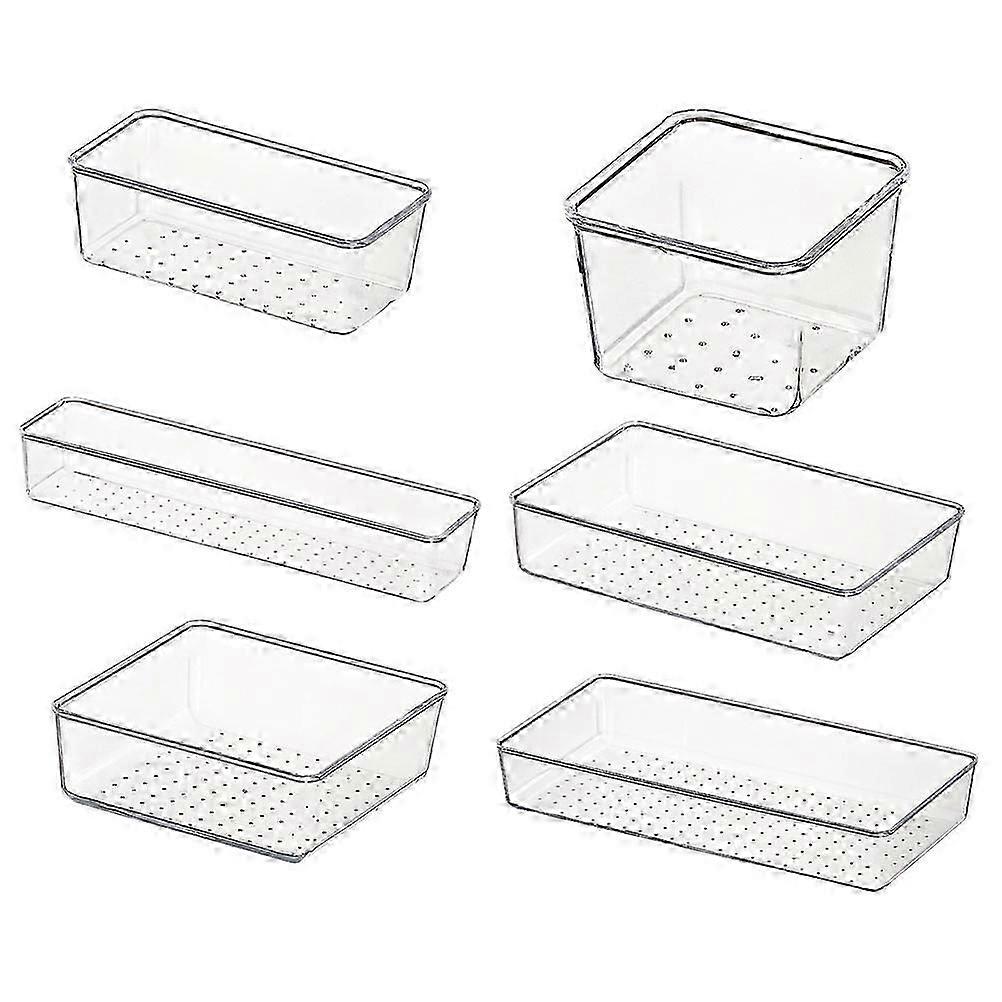 6Pcs Multifunctional Home Storage Boxes Tableware Storage Boxes (Transparent) well