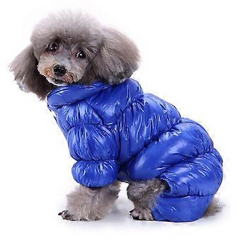 Pet clothes Dog autumn and winter warm clothing Pet four legged hooded sweater Pet blue clothes