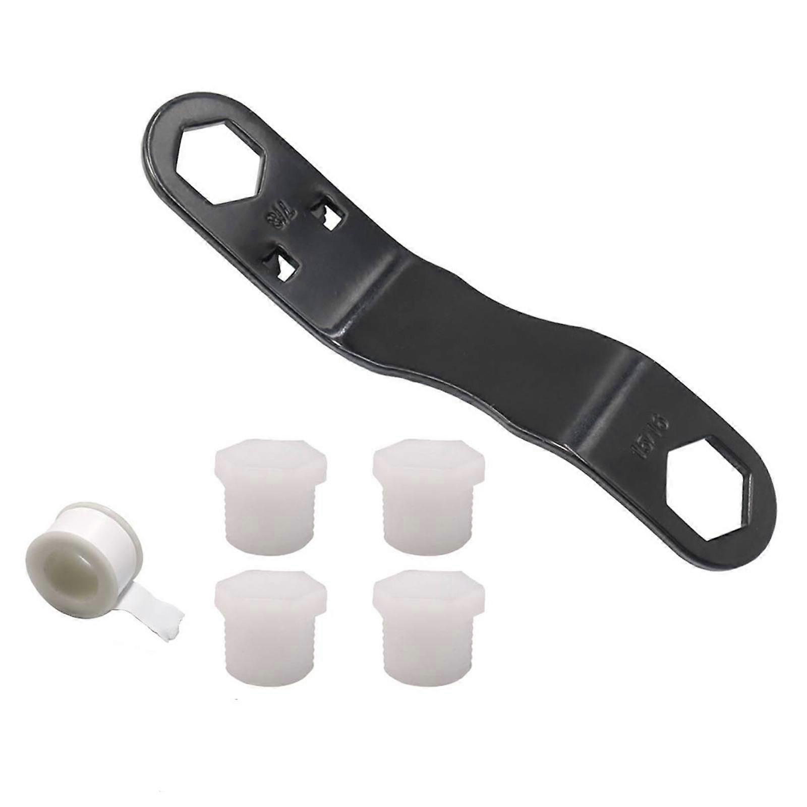 RV Water Heater Drain Plug Kit 4x 1/2" NPT Plugs Angled Wrench for RV