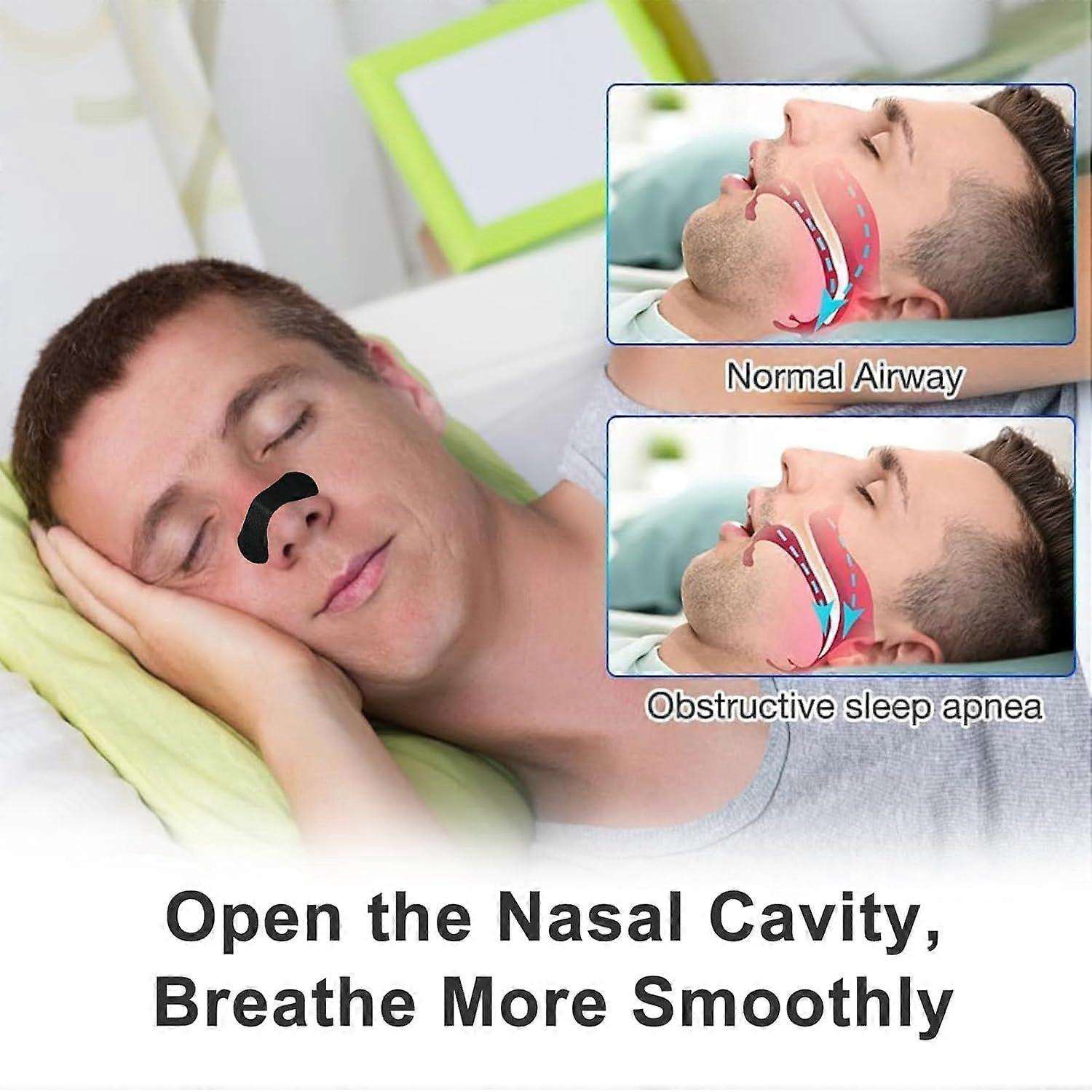 Nose Strips for Breathing - Athletic Nasal Strips for Snoring & Sleeping - Black - Oil & Sweat Proof High-Adhesive Patch, Anti Snoring Nose Strips, Un