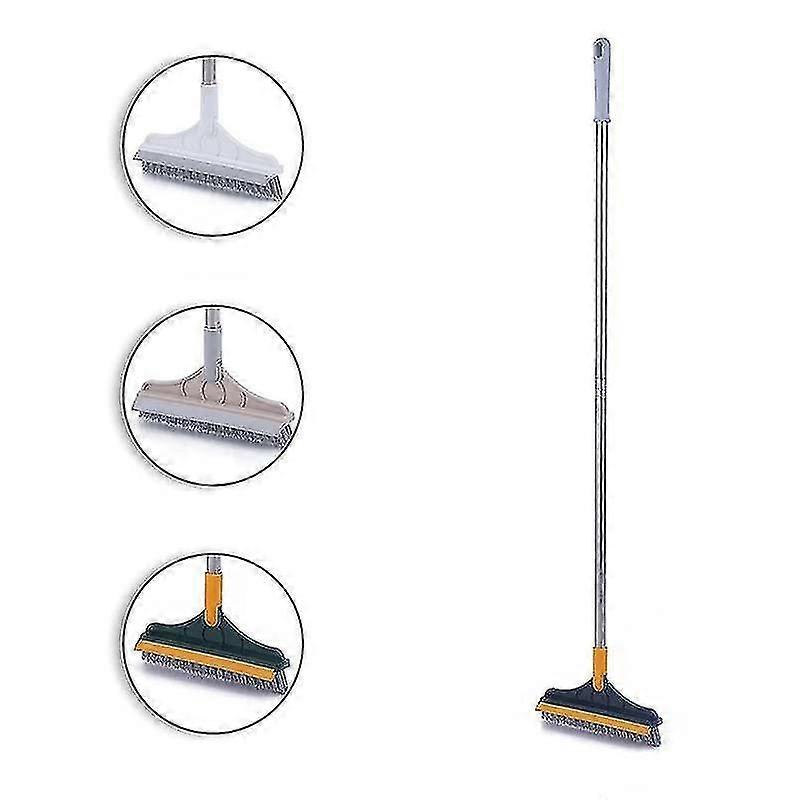 2 In 1 Floor Scrub Brush with Window Squeegee 120 Degrees Rotatable Corner Gap Cleaning Brush