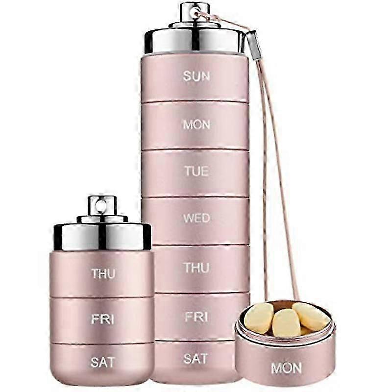 Metal Pill Organizer Weekly, Stackable Waterproof Travel Pill Box, Pill Box Container