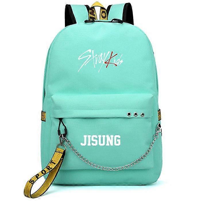 Kopo Stray Kids Felix USB Backpack School Book Black Pink Bag Mochila Travel Bags Laptop Chain Backpack W/ Headphone USB Port