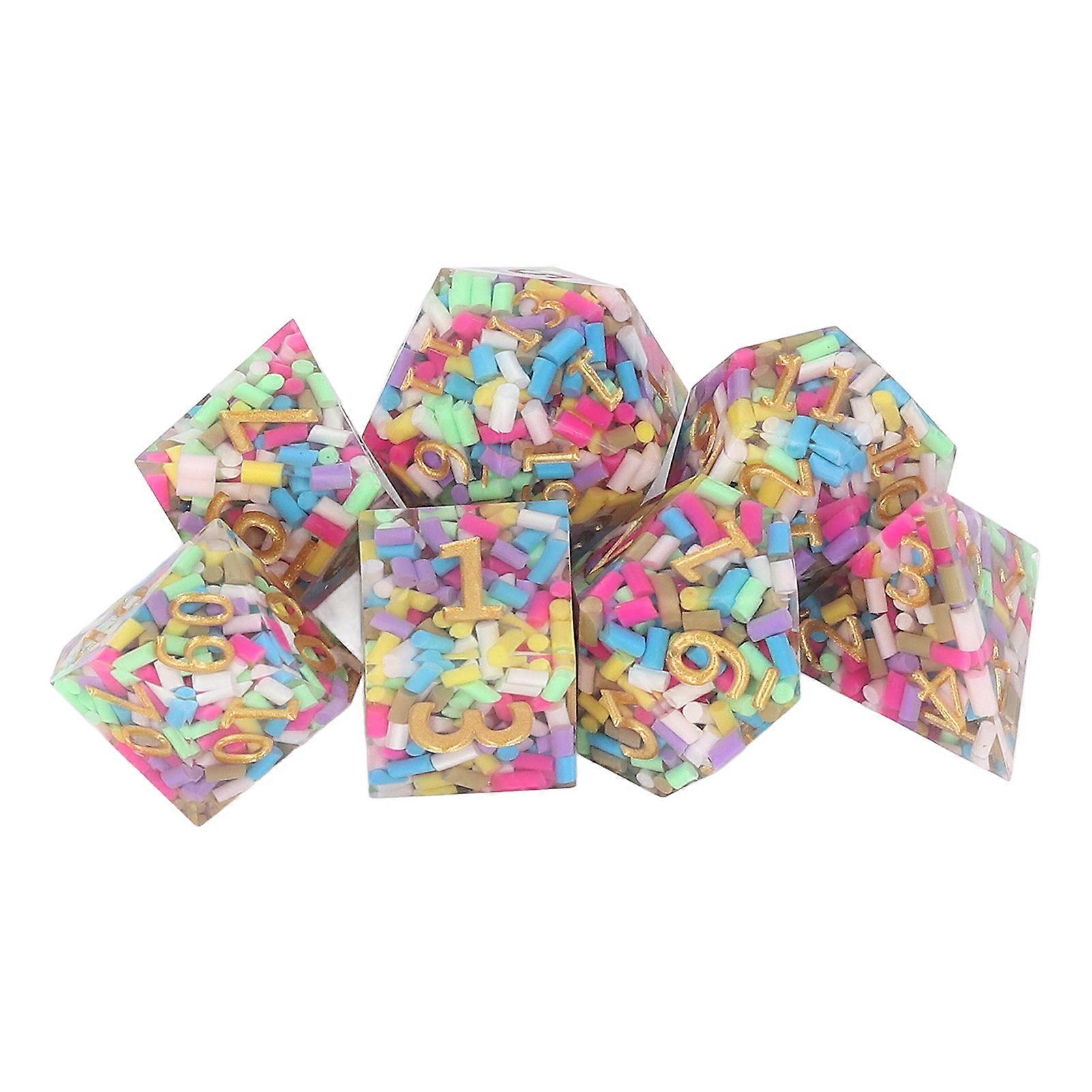 7 PCS Resin Dice Set nce Rolling Colorful Portable Board Polyhedral Dice Set for Tabletop Game