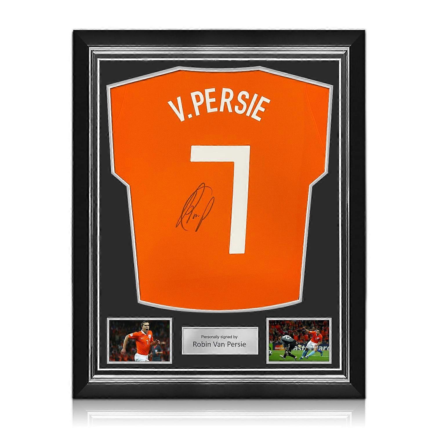 罗宾·范佩西 (Robin Van Persie) 签名了荷兰 2008-10 赛季原装足球衫。高级框架