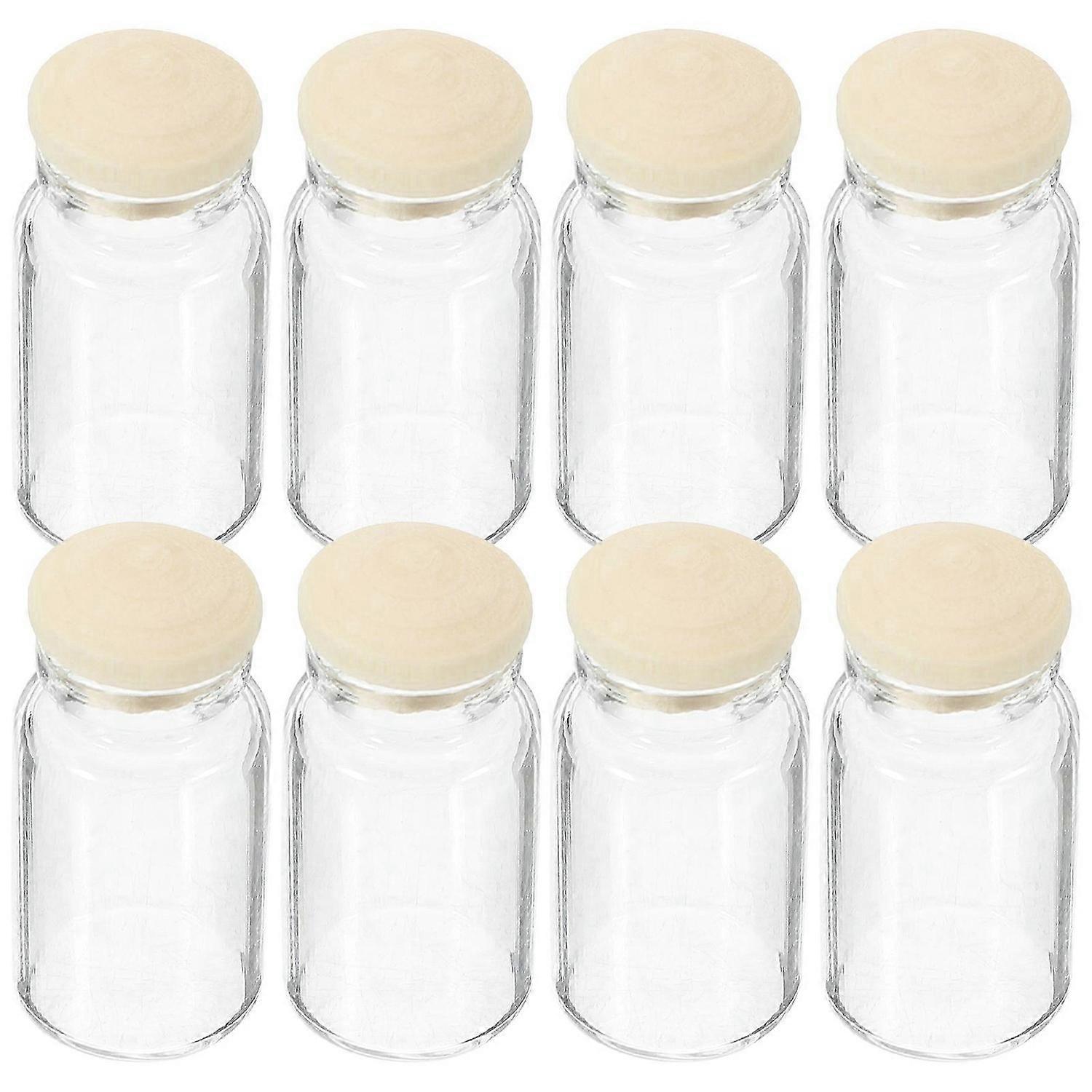 8pcs Mini Tiny Glass Candy Jars Miniature Doll House Glass Bottles Props