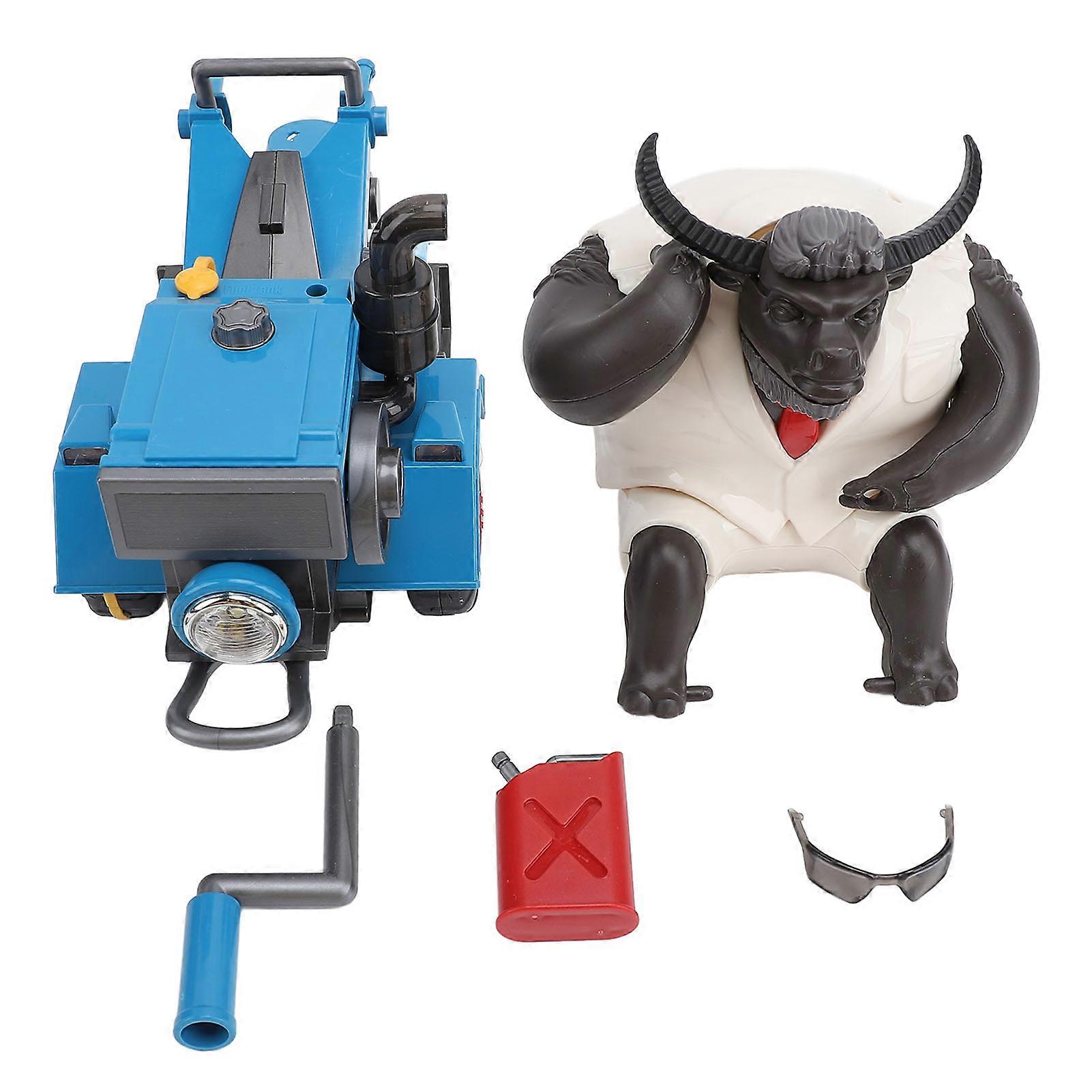 Electric Tractor Toy Car Rotating Tractor Toy Stunt Rotating Interactive Kids Toy Car with Music and Lights for Kids Blue