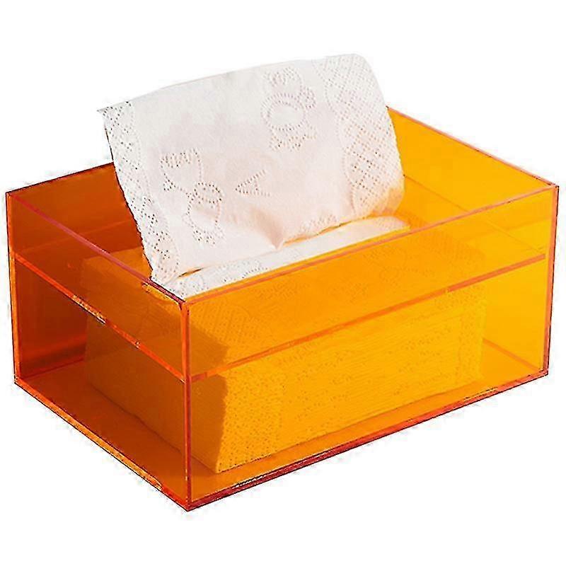 Modern Acrylic Tissue Box Holder Kitchen Organizer - Orange