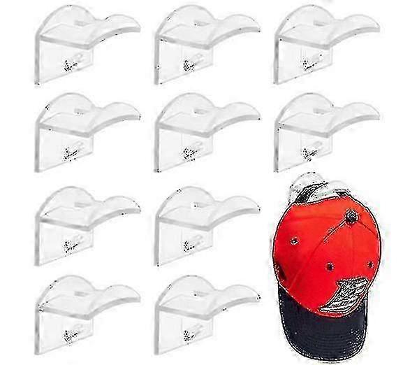 10パックドリルなしウォールマウントハットフック粘着キャップホルダー - ホワイト