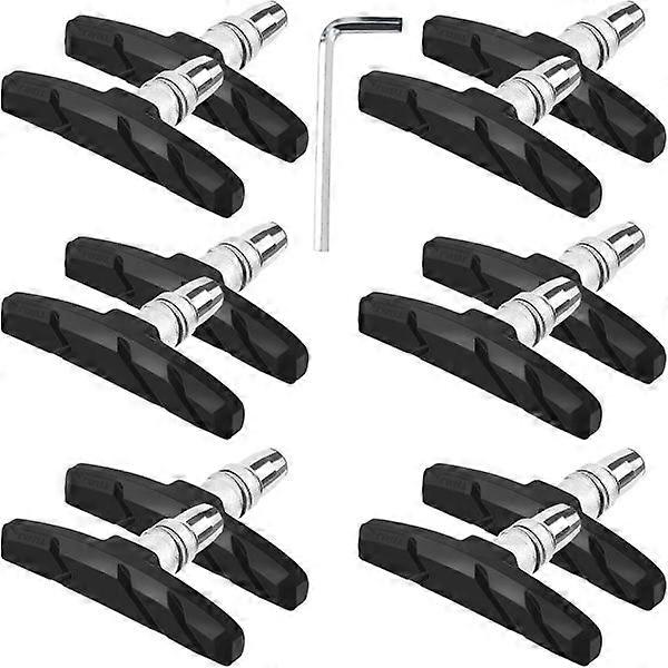 6 pairs of V-brake pads bicycle brake pads 70 mm bicycle brake pads with hexagonal nuts and spacers for racing bikes mountain bikes bicycle MTB BMX