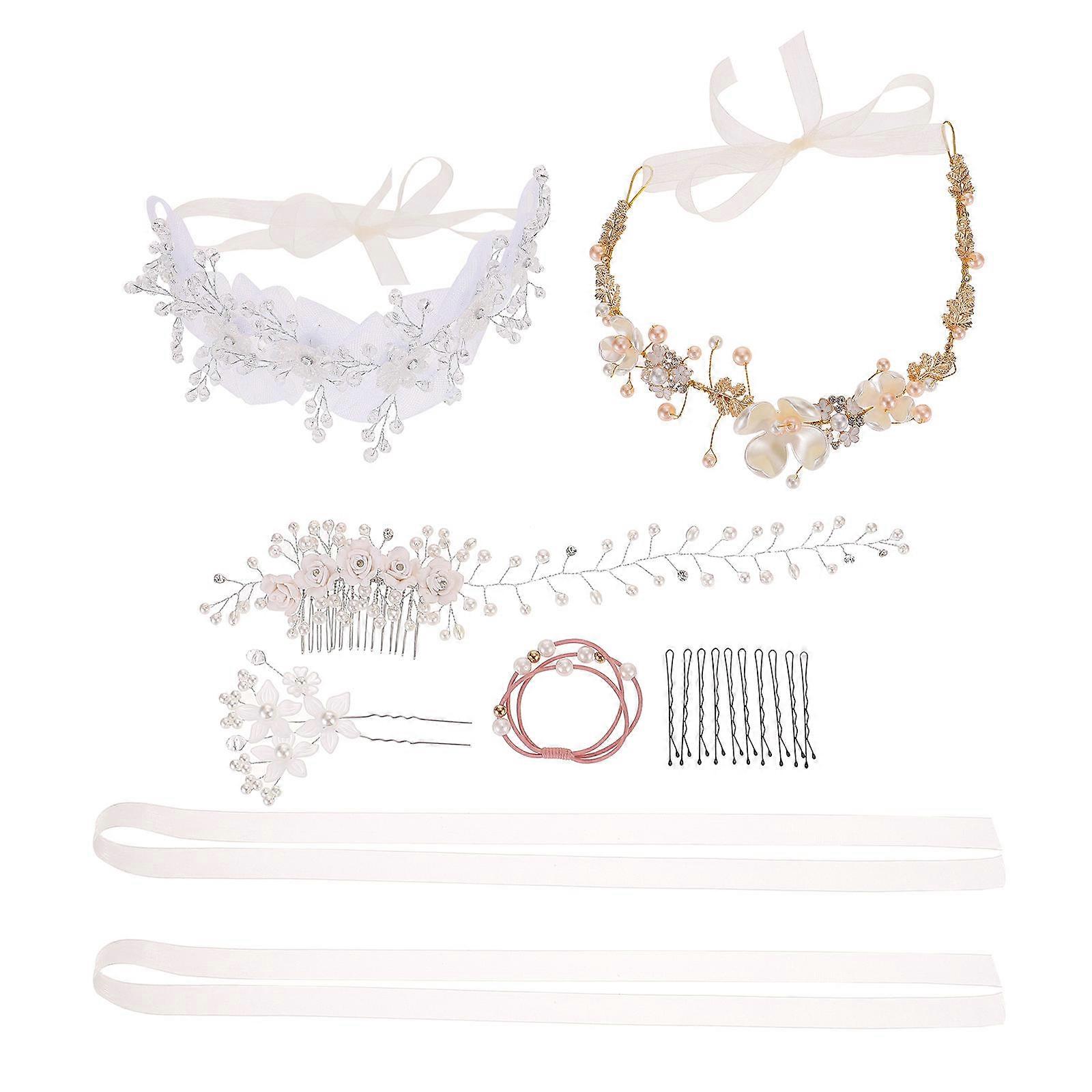 زهرة الفتيات عقال حزب عقال للفتيات ملحق حفلة عيد ميلاد بسيط لؤلؤة صناعية 10.5X7 سم 4 مجموعات