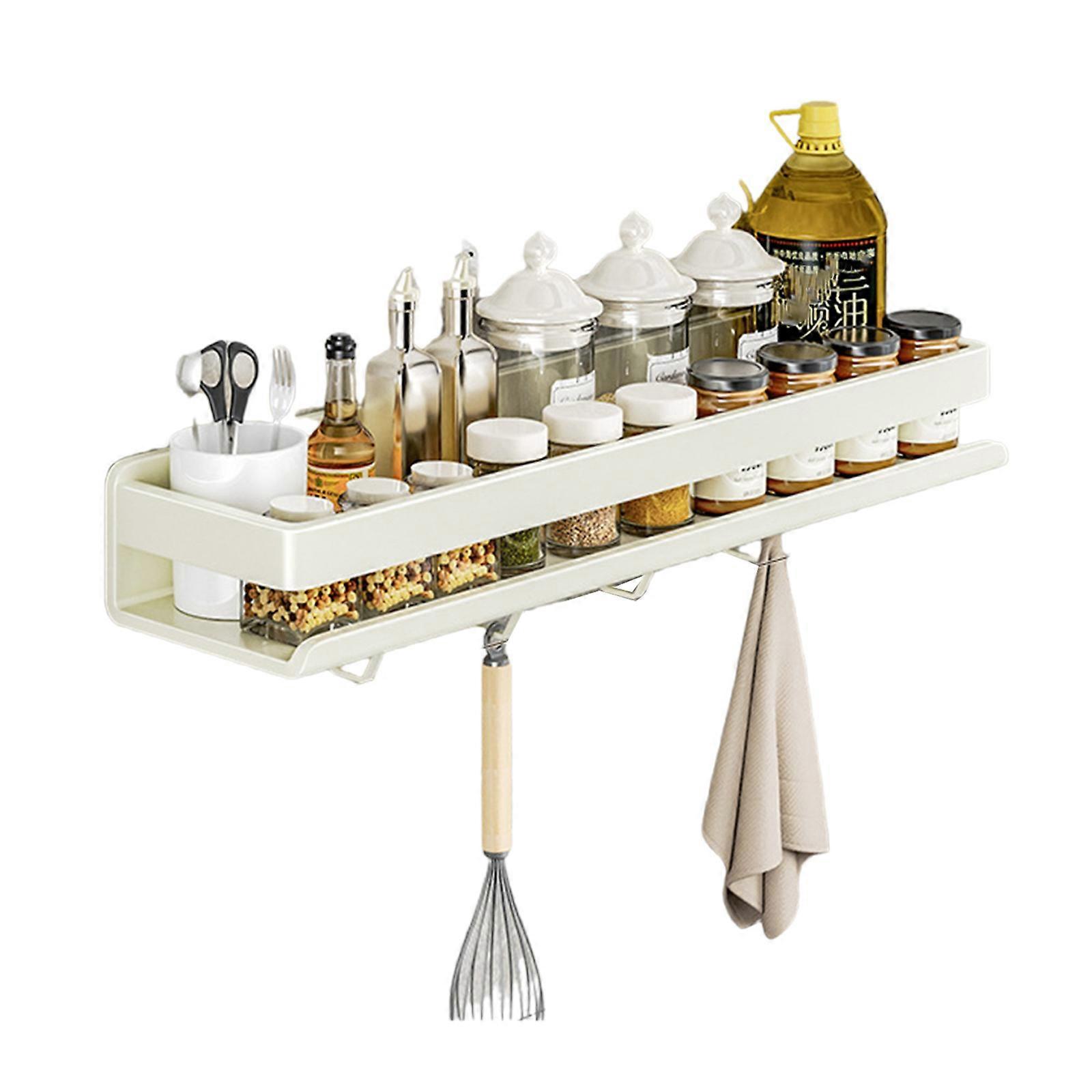 Easy Installion Wall Mounted Kitchen Shelf With Detailed Instructions Rustproof Carbon Steel for Home Organization  White