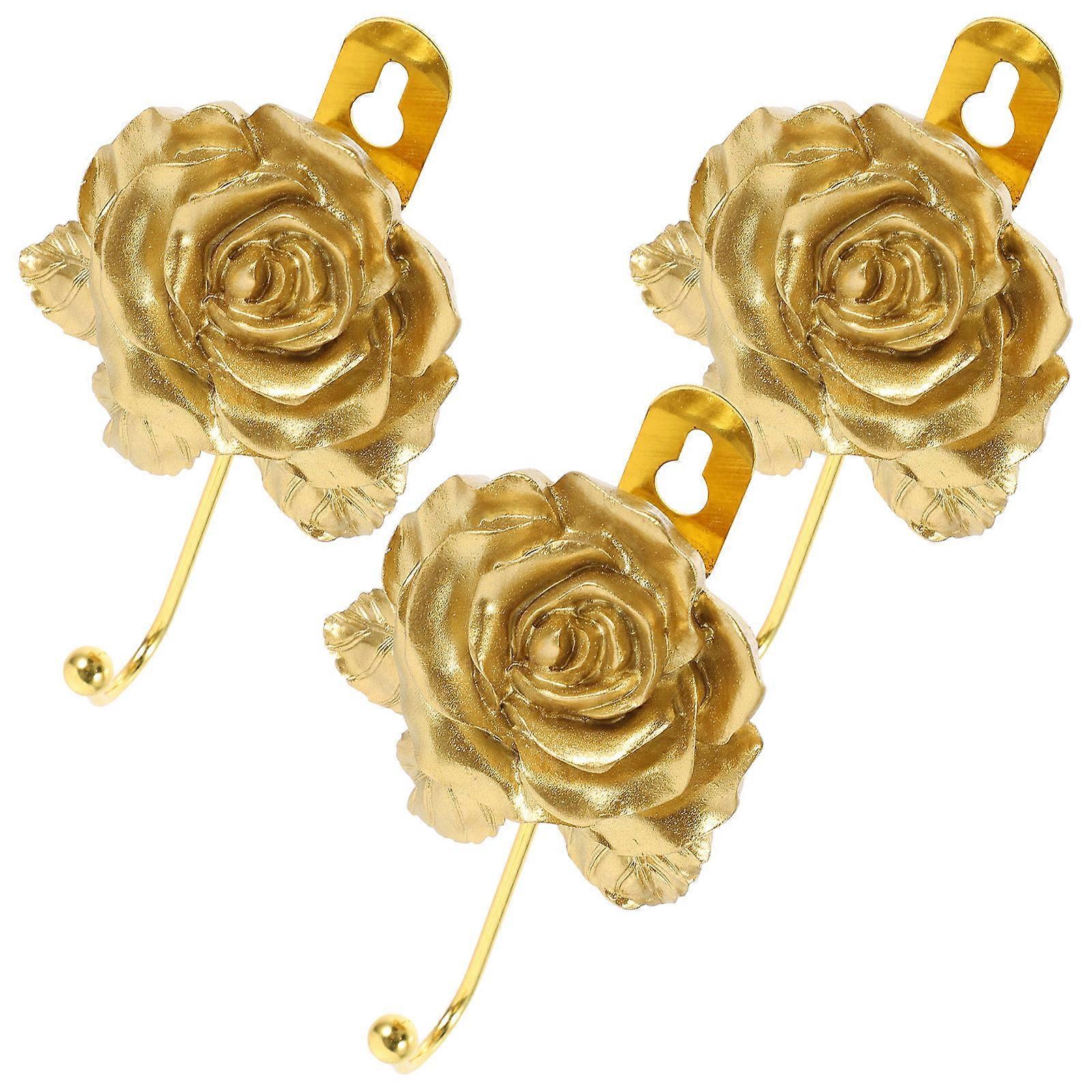 Entryway Wall Hook Towel Hook Hanging Hook Multifunctional Wall Coat Hanger Golden 11.00X6.20X3.00CM Heart Shape 3Pcs