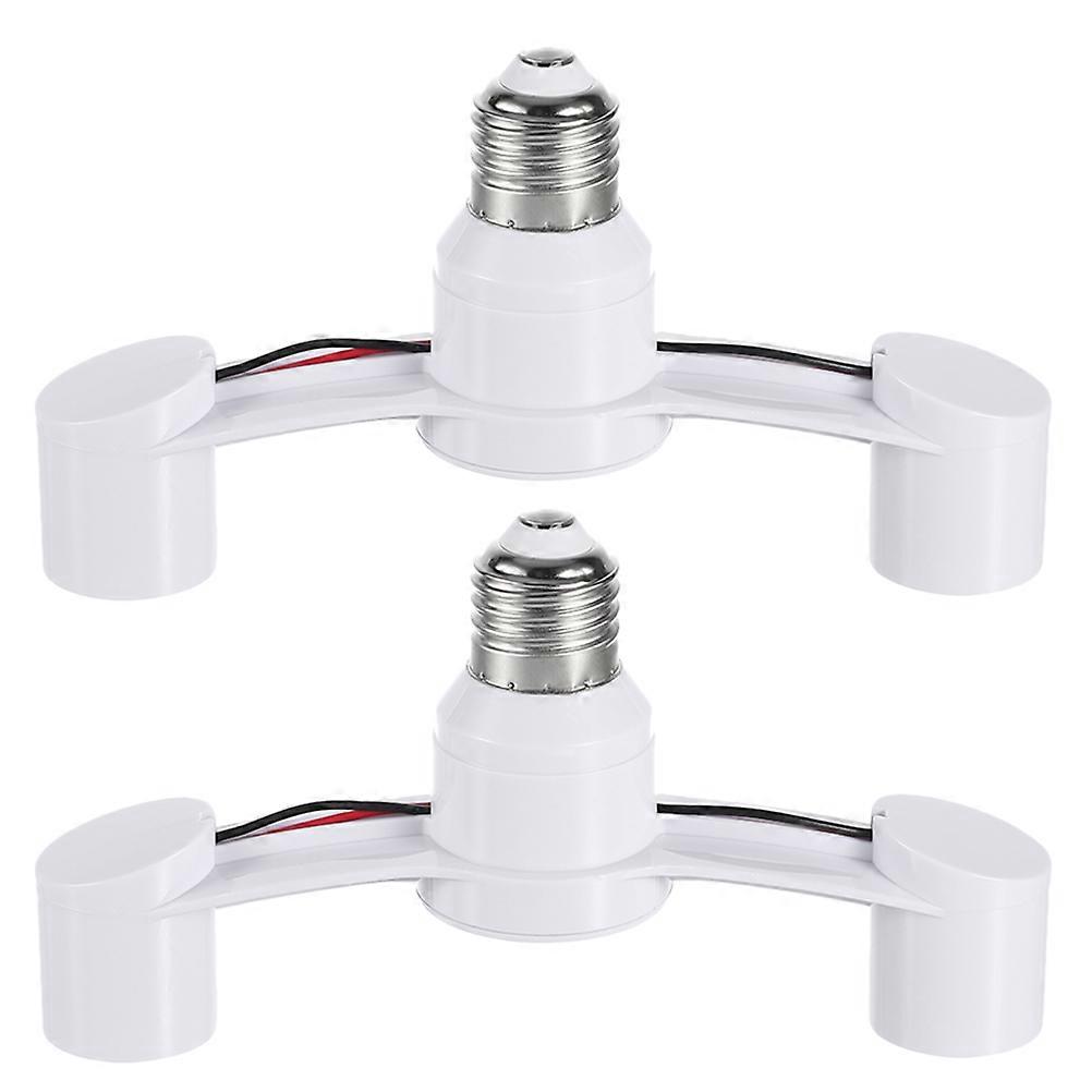 Light Bulb Socket Adapter E27 Light Socket Splitter Adapter Compact Structure Space Saving For Home Garage And Basement White 2Pack