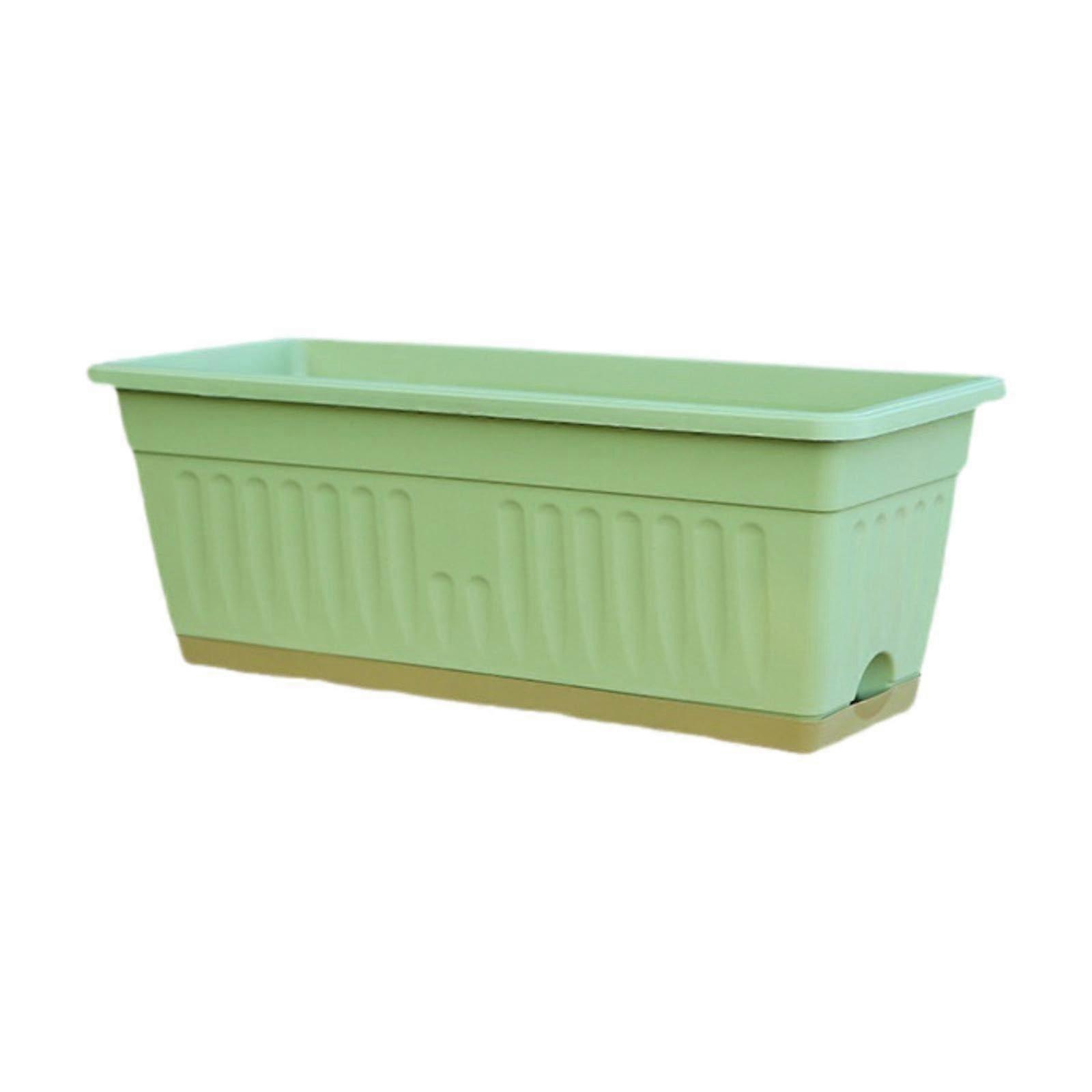 Flower Box Rectangular For Balcony And Window With Drainage Holes, Space Saving Windowsill Box, Green