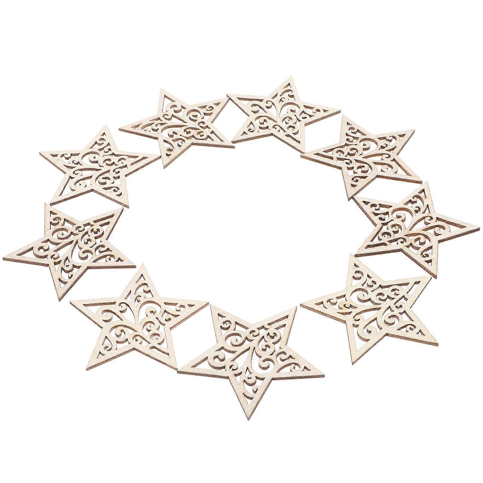 Star Shaped Wood Slices Pack of 50 Unfinished Craft Decorations for DIY Painting Rustic Five Pointed Stars for Christmas Party Embellishments